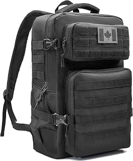 Tactical Backpack Waterproof, 30L Military Backpack Molle, Ideal Hiking, Traveling and Hunting Backpack for Men, 3-Day Assault Pack with Flag Patch