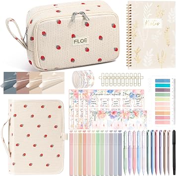 Bible Study Supplies Journaling Kit for Women with Bible Cover Case, Christmas Christian Gifts for Women Mom, Bible Study Tools Accessories Set w/Highlighter Pen, Pencil Case Notebook Annotation Kit