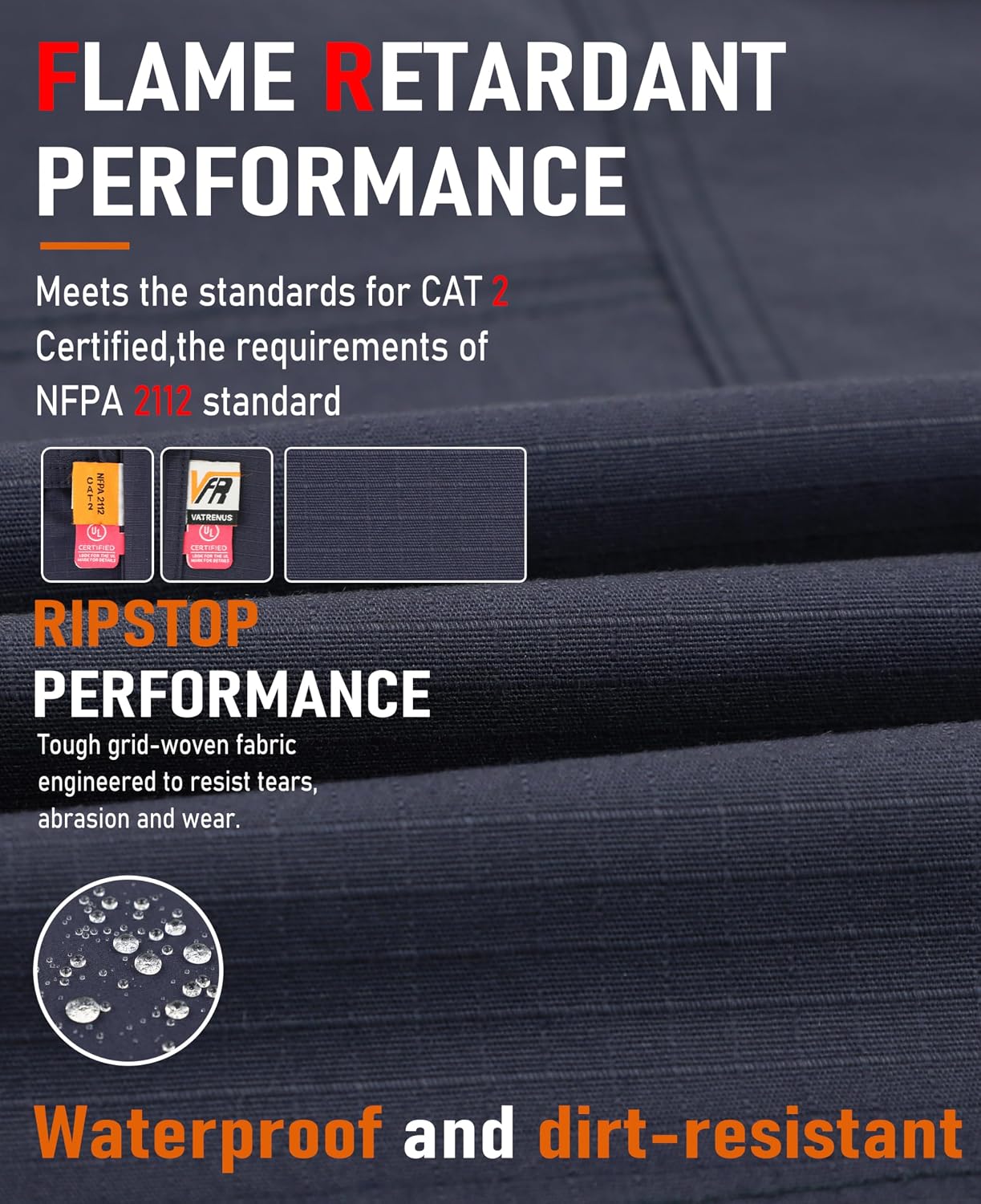VATRENUS Men's FR Ripstop Cargo Pants | NFPA 2112 CAT2 Flame Resistant Relaxed Fit Lightweight Utility Work Pants