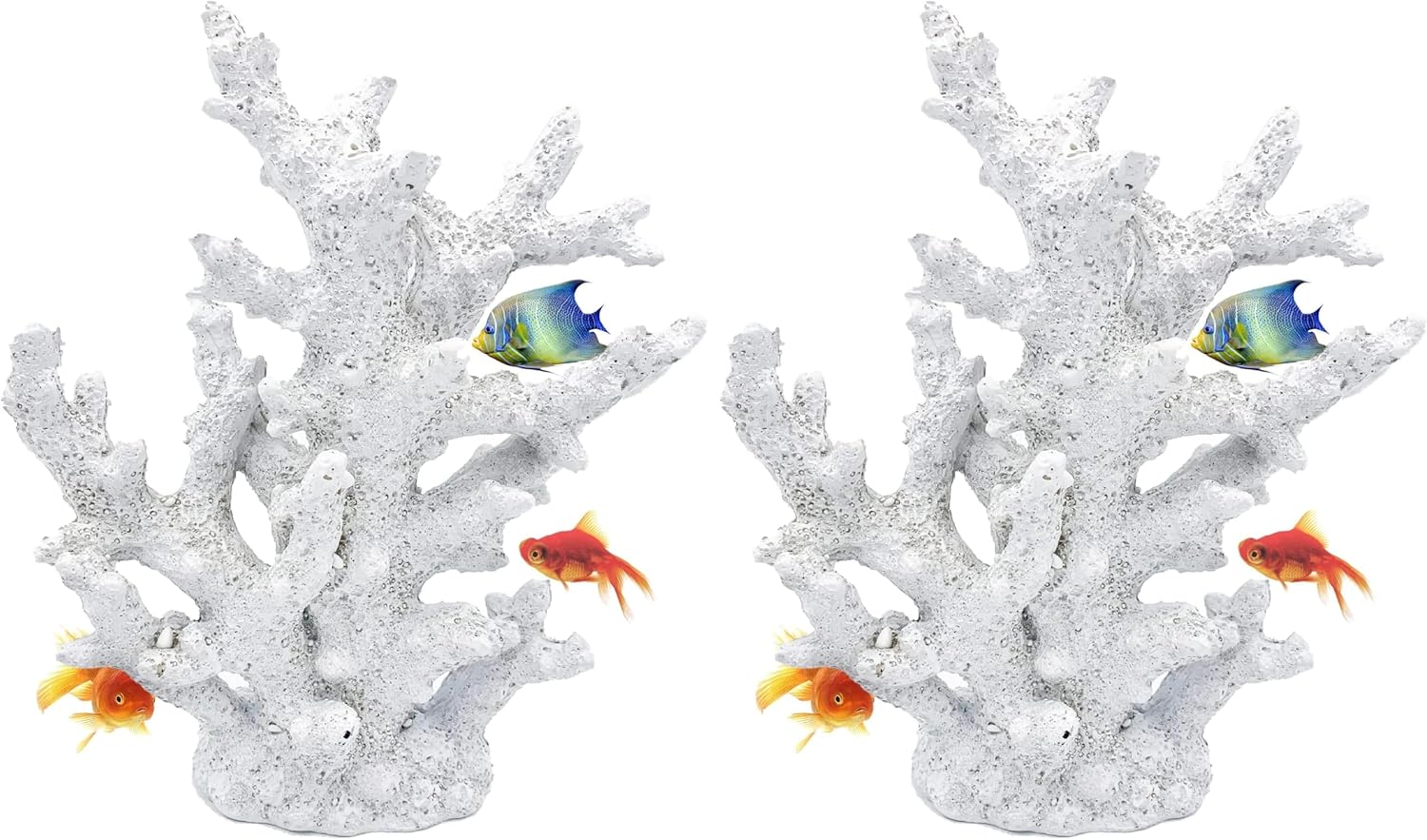 kathson Artificial Coral Ornament Resin Coral Decor for Fish Tank Underwater Sea Plants Decorations Aquarium Landscape (White) (Pack of 2)