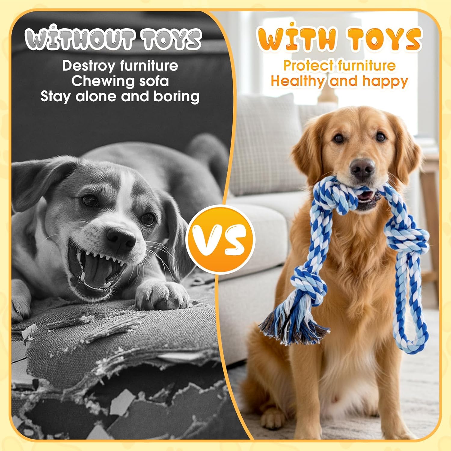 27 Pack Dog Rope Toys for Aggressive Chewers, Heavy Duty Teething Chew and Tug Toy Set for Medium and Large Dogs, Puppy Toys with Fun Fruit & Cartoon Shapes