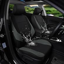 GIANT PANDA Neoprene Front Car Seat Covers, Leak-Proof & Waterproof Car Seat Protector Fit 95% Cars Trucks Sendans Jeep Van SUV Pickup Grey/Gary+Black  2PCS
