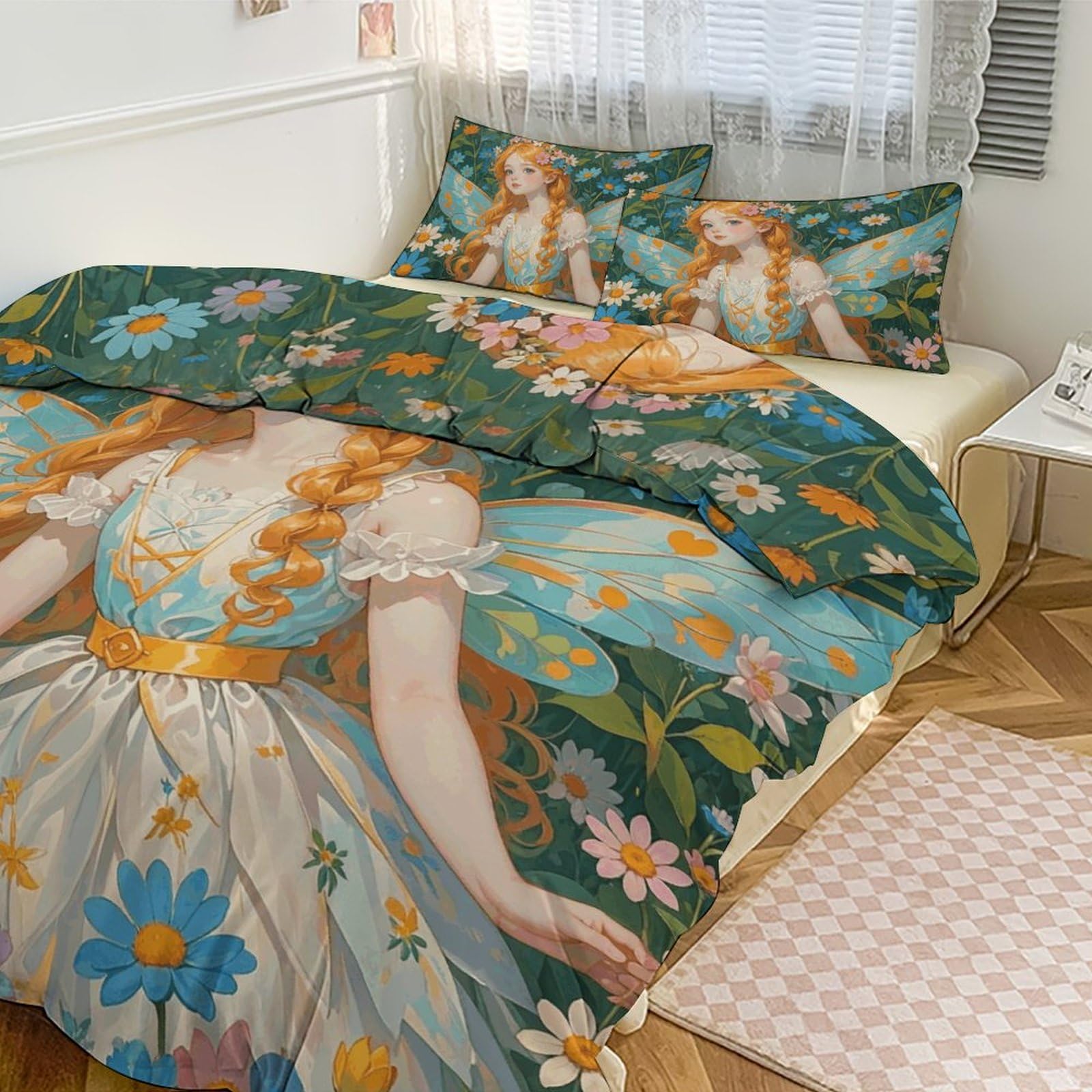 Housse de couette pour grand lit anti transpiration parure respirante ultra douce 3 pièces