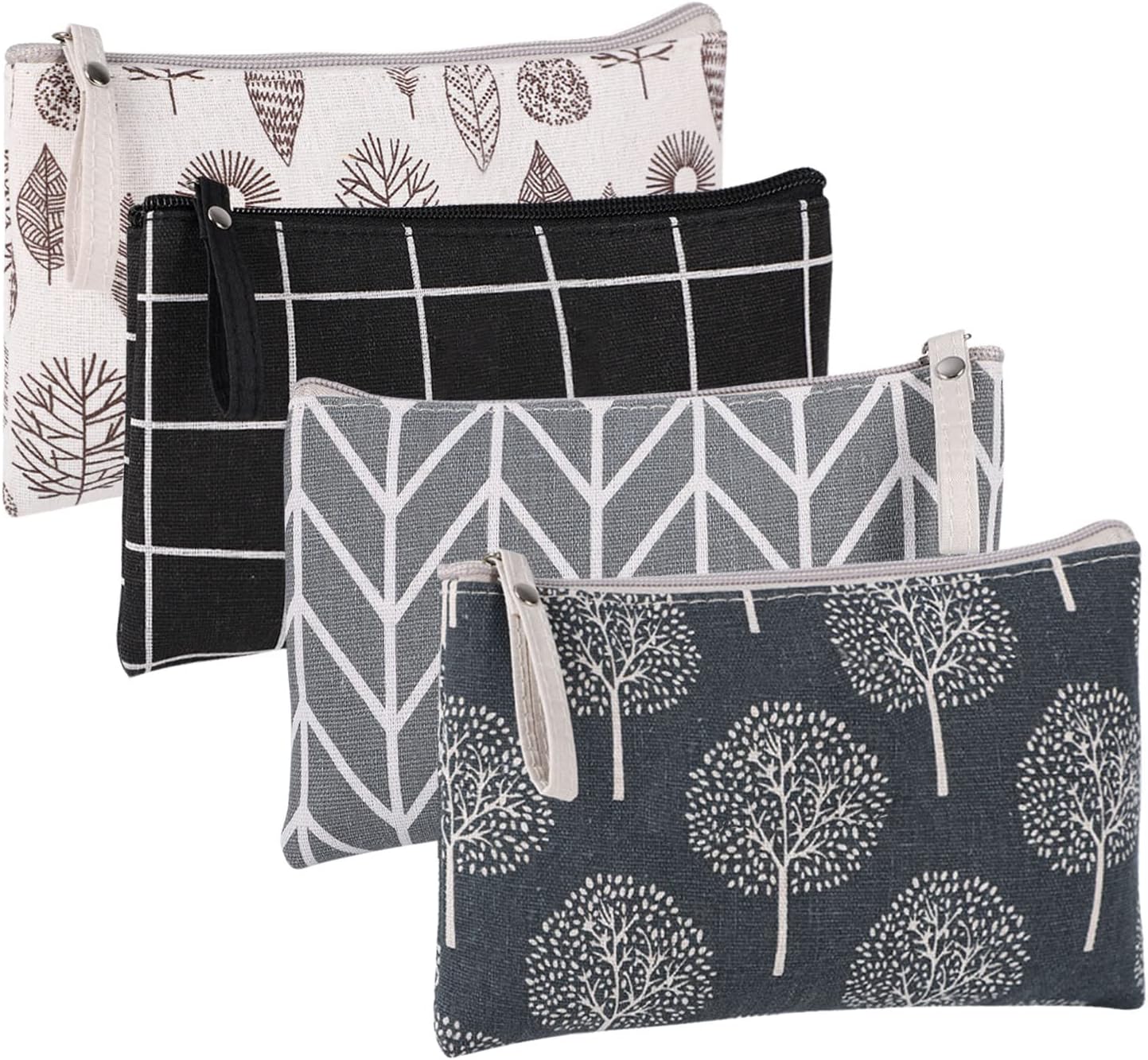 SUMAJU 4 Pcs Canvas Cosmetic Bag, Multi-Function Travel Makeup Bag Cosmetic Pouch with Zipper Travel Toiletry Bag Travel Size Toiletries Christmas Gifts Stocking Stuffers for Women