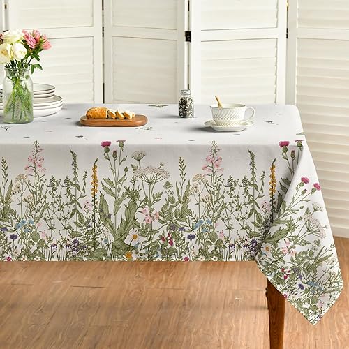 Horaldaily Mantel de primavera y verano de 60 x 104 pulgadas, rectangular, con flores silvestres y flores, para decoración de fiestas, pícnic, cenas