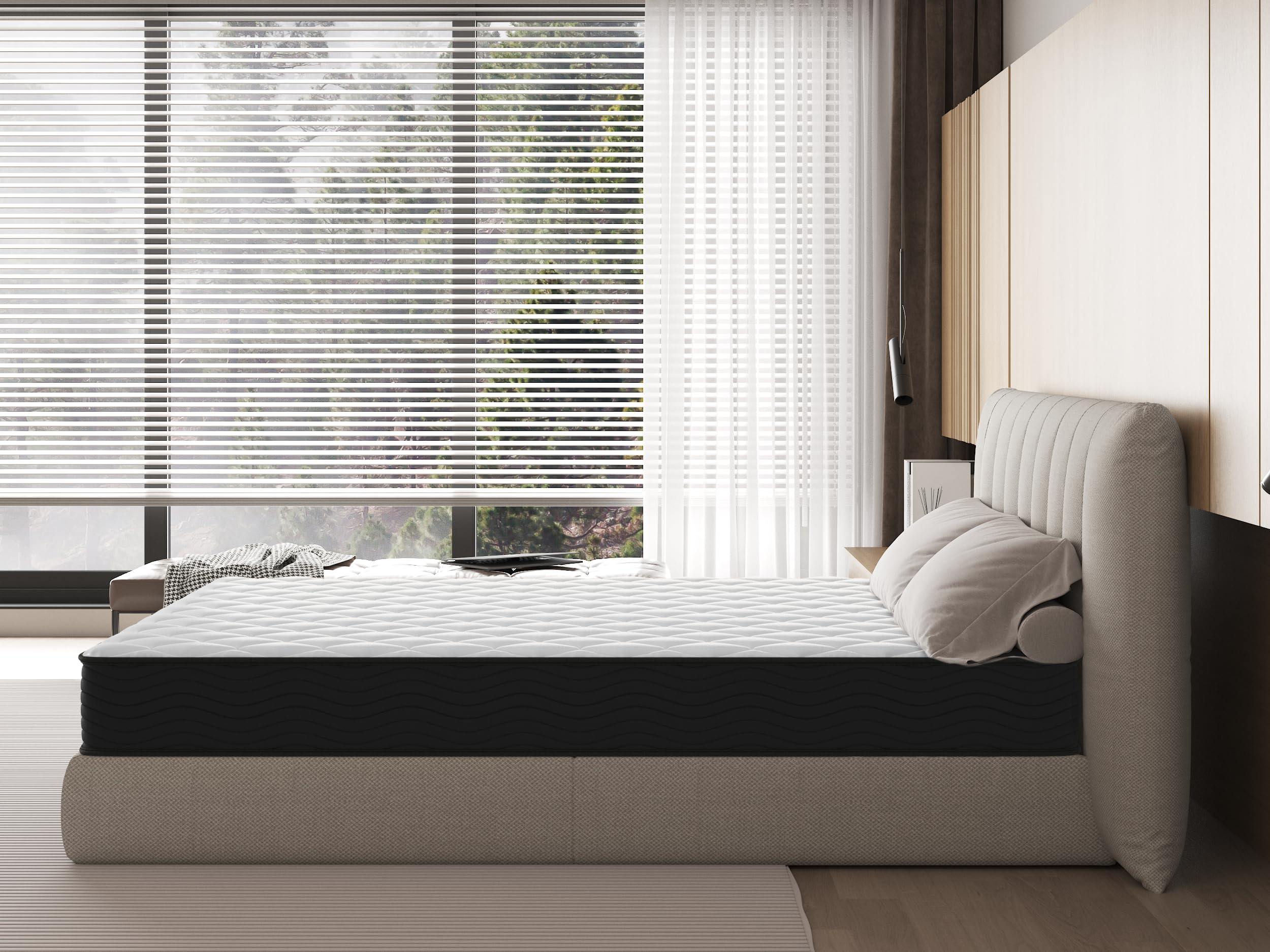 Matelas 140x200 12 cm epaisseur, Zones de Confort en Mousse à Mémoire de Forme, Moelleux et Respirant (140x200x12CM)