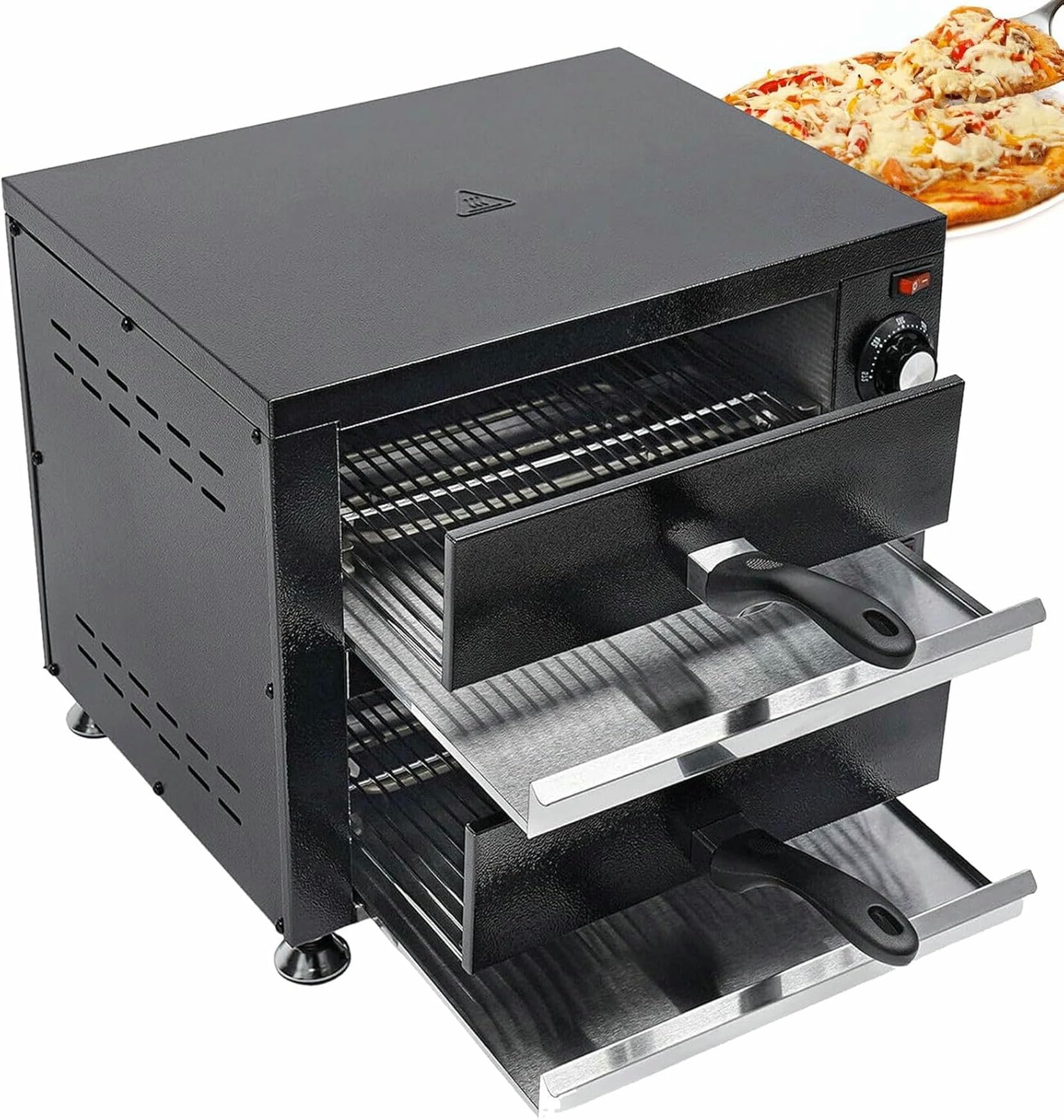 Forno Per Pizza Da Controsoffitto, Forno Elettrico Per Pizza A 2 Strati Per La Casa In Acciaio Inossidabile Con Temperatura Regolabile Da 0 A 300 ° C E Timer Di 60 Minuti Per La Cucina Del Ristorante
