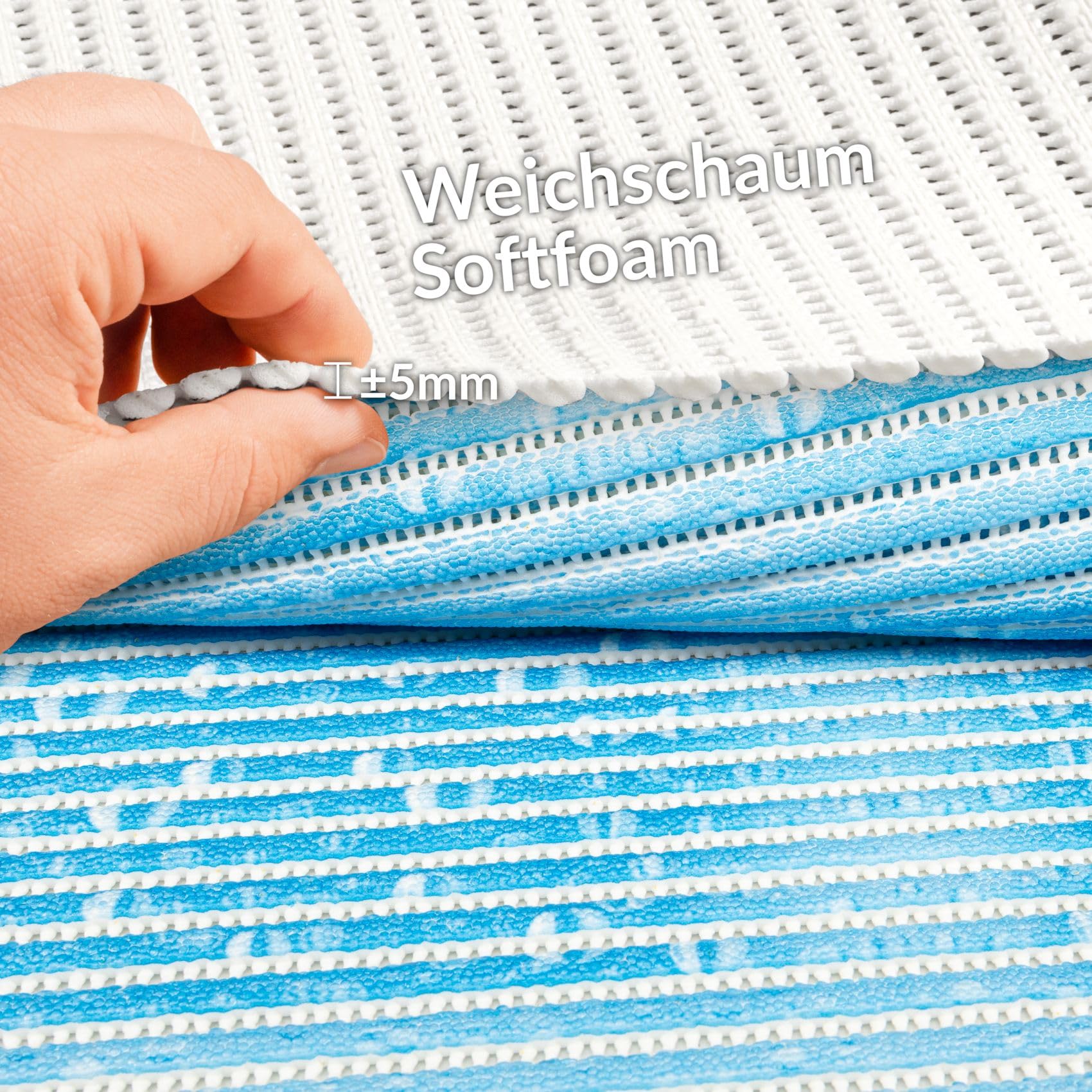Weichschaummatte Badematte Bad Dusche WC Vorleger Teppich Antirutsch Badläufer Therme Blau 400x130cm
