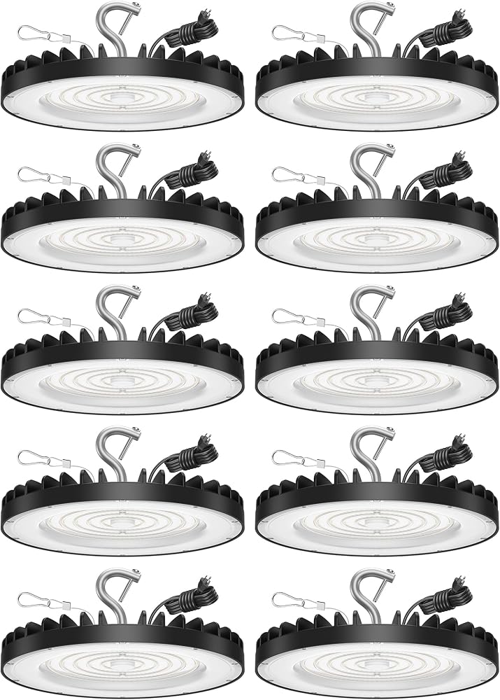 10 Pack UFO High Bay Led Shop Lights 150W, 21,000lm 5000K, ETL