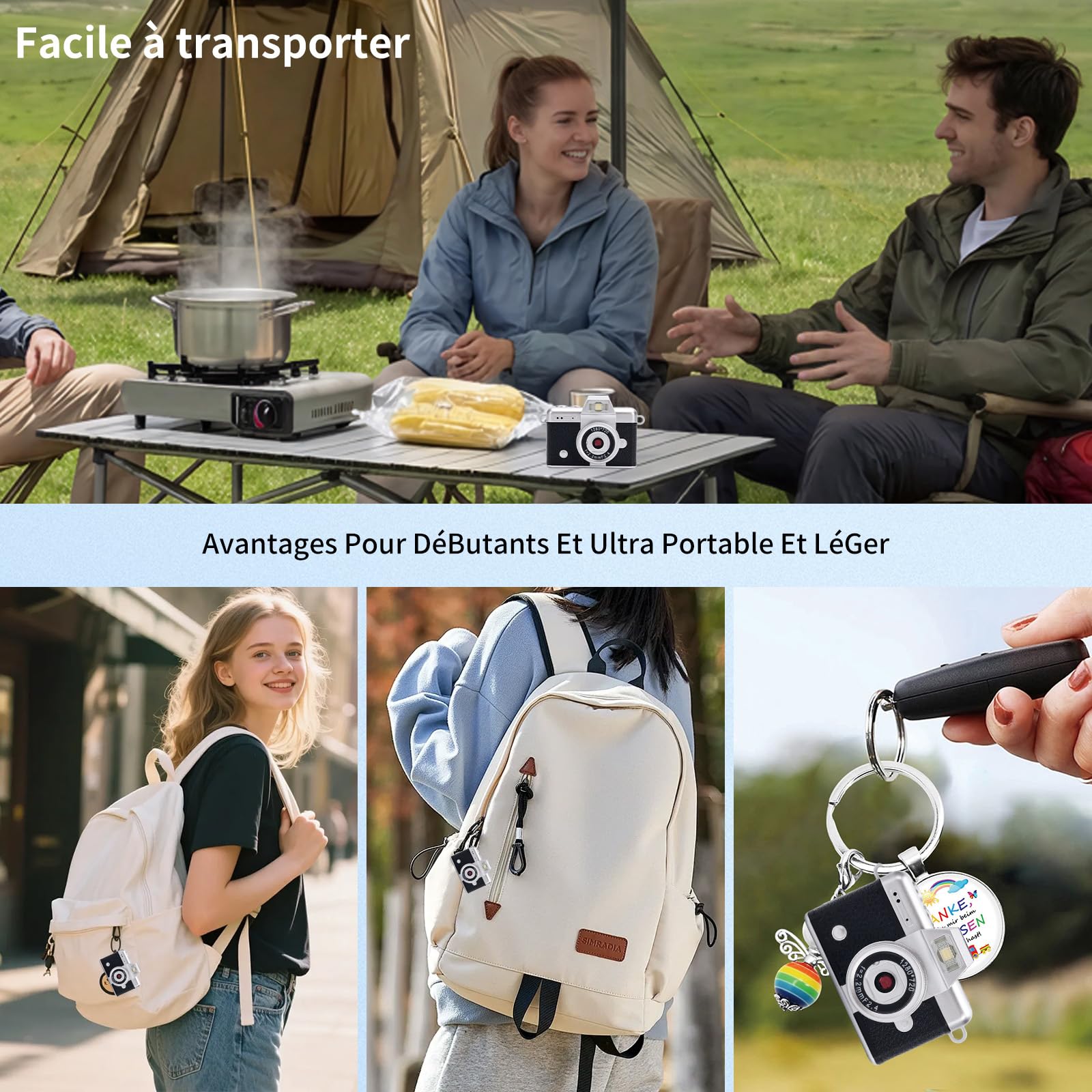 Mini Appareil Photo,Porte Clef,Mini Camera,Appareils Photo NuméRiques pour Enfants 8 Ans+,Digital Camera,Appareil Photo Compact avec Flash Et Enregistrement VidéO,Selfie Porte Cle Appareil Photo