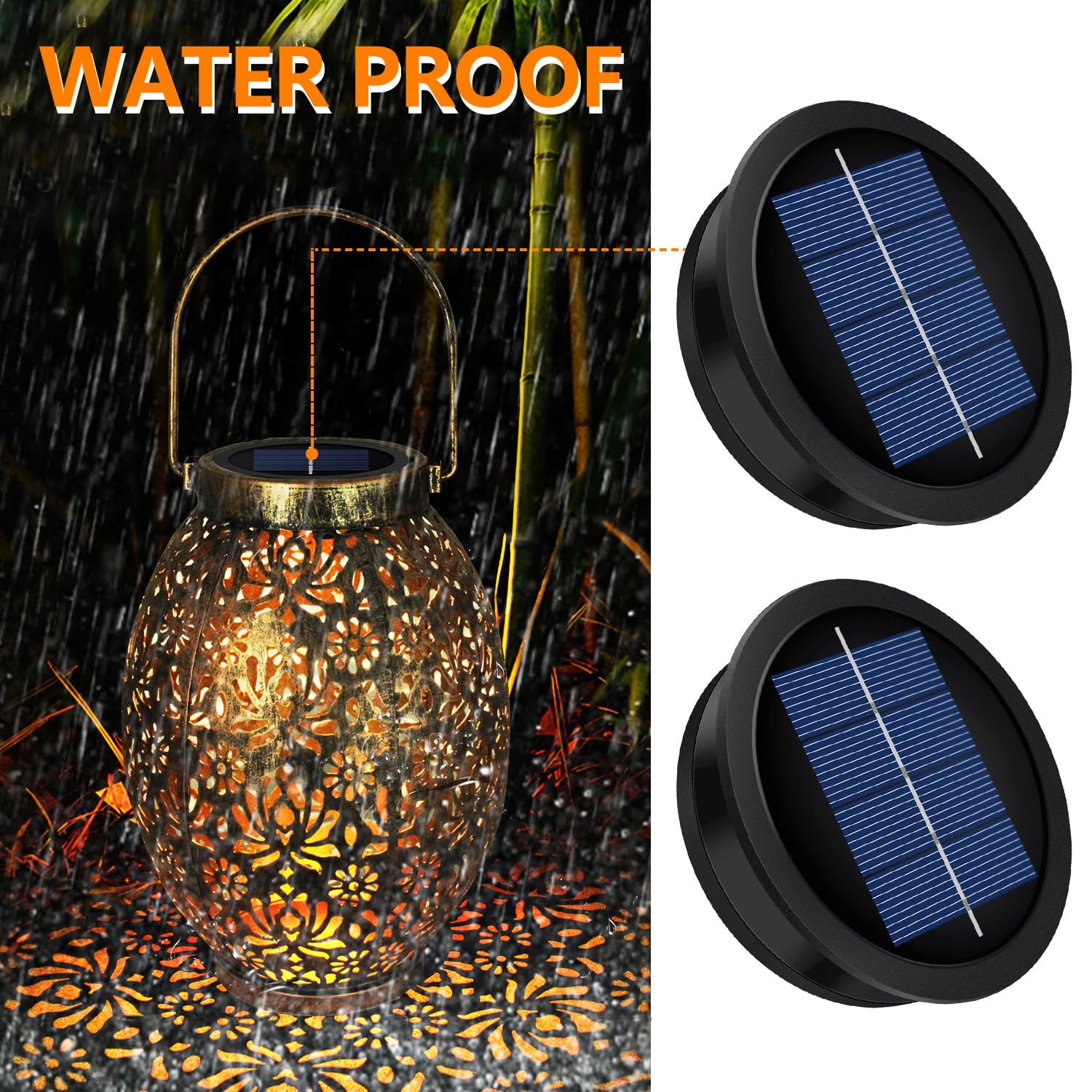 Ersatz-Solarleuchten (obere Größe 8,1 cm, untere Größe 7,4 cm), 7 Lumen, warmweiße LED, wasserdichte Solarleuchte, Ersatz-Set für Outdoor-Laternen zum Aufhängen, 8 Stück