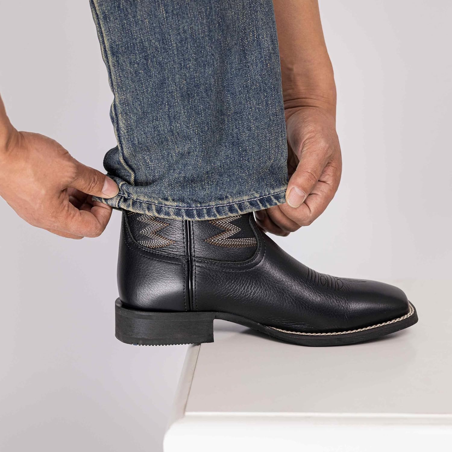 Hand Painted Western Cowboy Boots, Full Grain Cowhide Upper & Shaft, 4-Layer Composite Sole(PLT103613) - Image 3