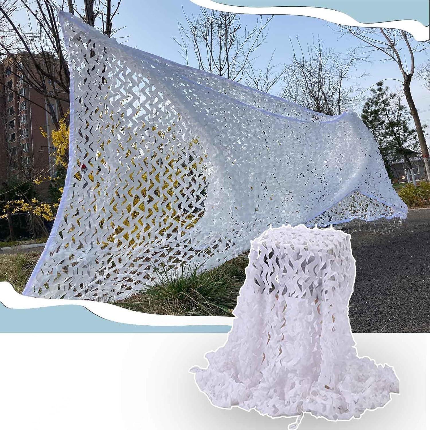 Rete Mimetica 1,5x3 M – Telo Protettivo Con Supporto, Per Caccia, Giardino, Tettoia, Feste, Foto, Copertura Auto, 3,5x3 M