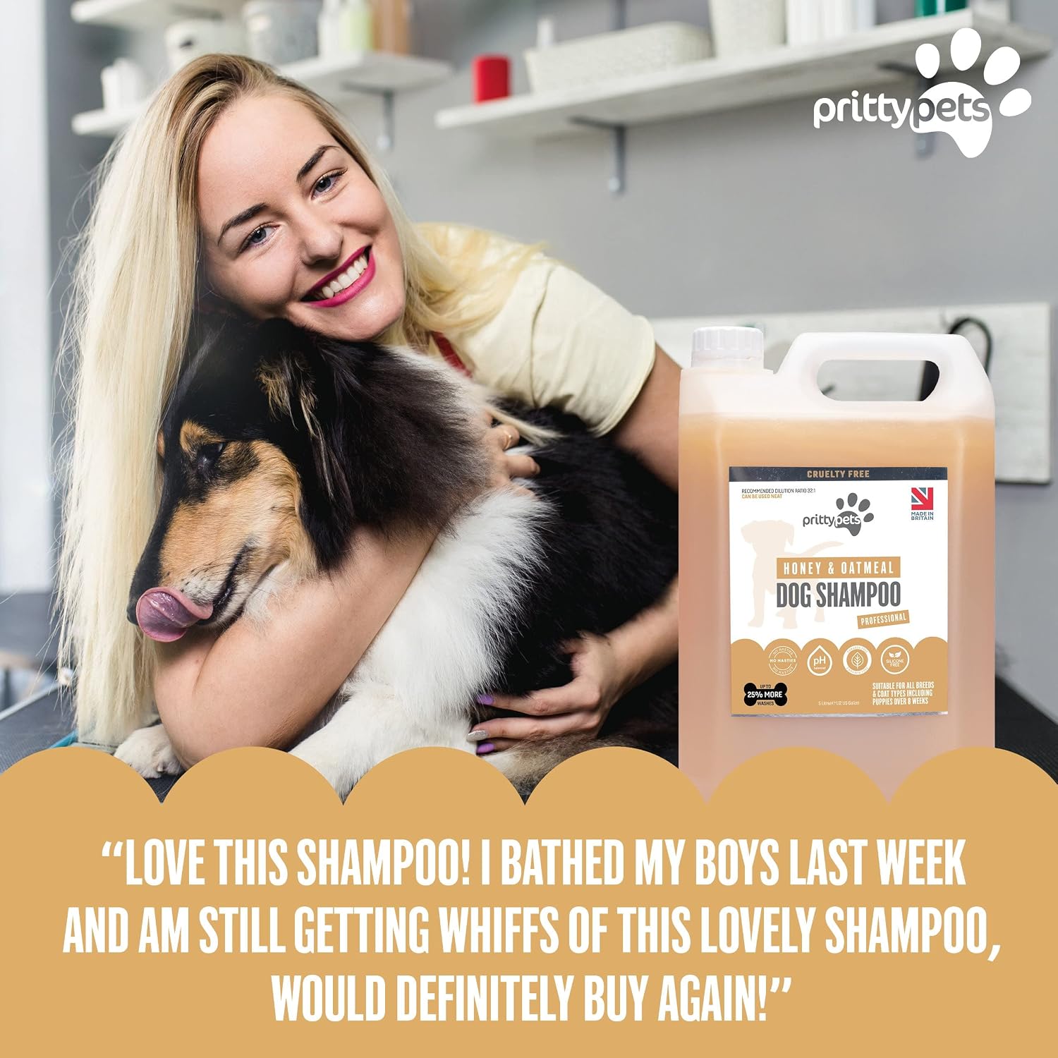 Oatmeal Dog Shampoo PRITTY PETS 5 LITRE Oatmeal Shampoo for Dogs, Professional PH Balanced, Cruelty Free - Image 4