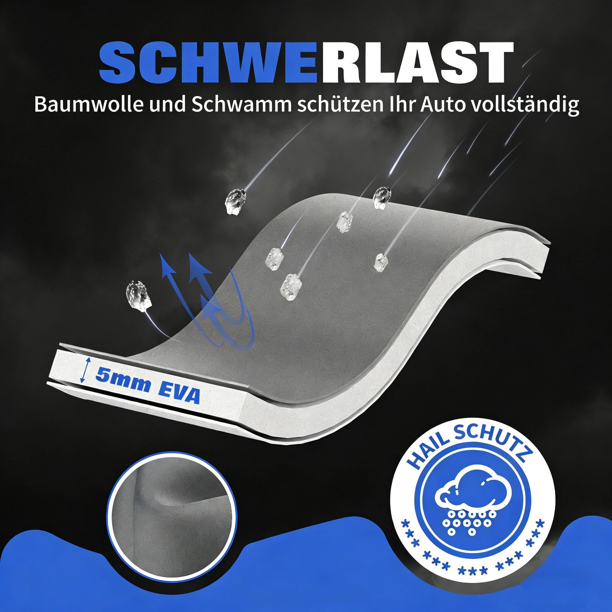 Hagelschutzplane, Auto Abdeckplane, Autogarage Für Draußen, wasserdichte Autoplane, Windfeste PKW Abdeckung, Lackschonende Hagelschutz Autoplane, SUV Hagelschutzgarage(SUV/ 450 - max. 480 cm Länge)