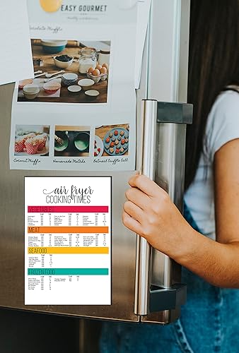 Miniatura 2 de Letrero magnético de conversión de cocina de medición - Tabla de cocción de 6 x 9 pulgadas. Freidora de aire, tiempos y temperaturas de cocción, 4