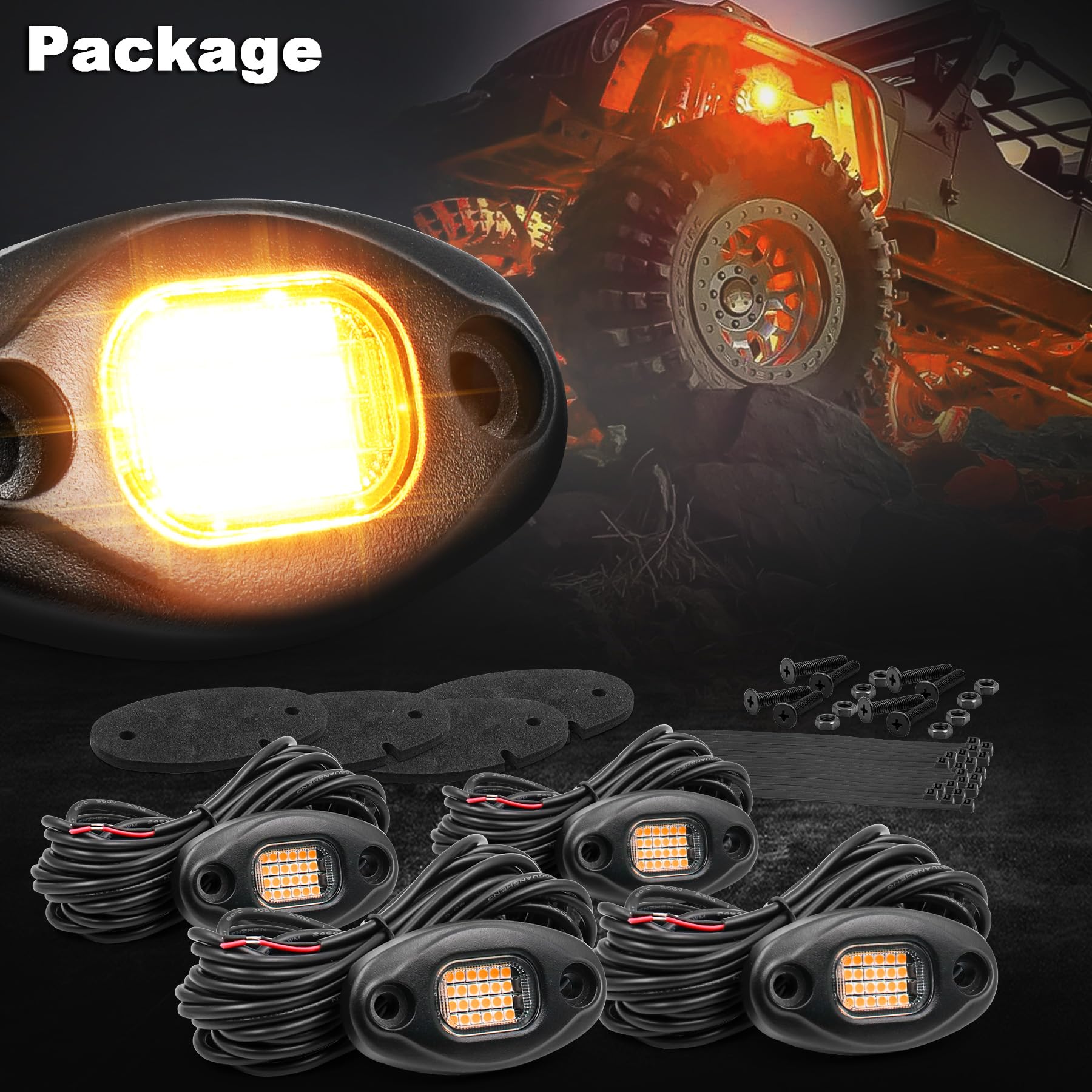 KIT DE 6 feux de roche LED RGB tout-terrain camion soubassement néon