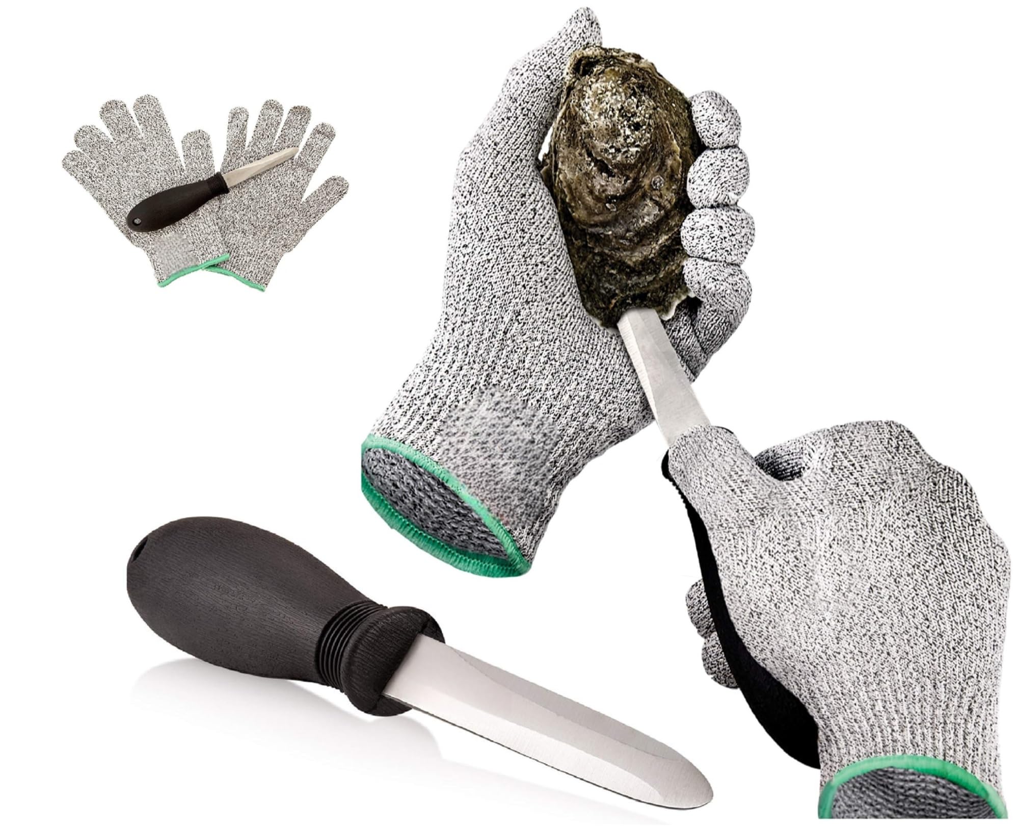 THE WHITE SHOP Oyster Shucking Set- High Performance Protection Food Grade Cut Resistant Gloves with Stainless steel Oyster Knife, perfect set for shucking oysters