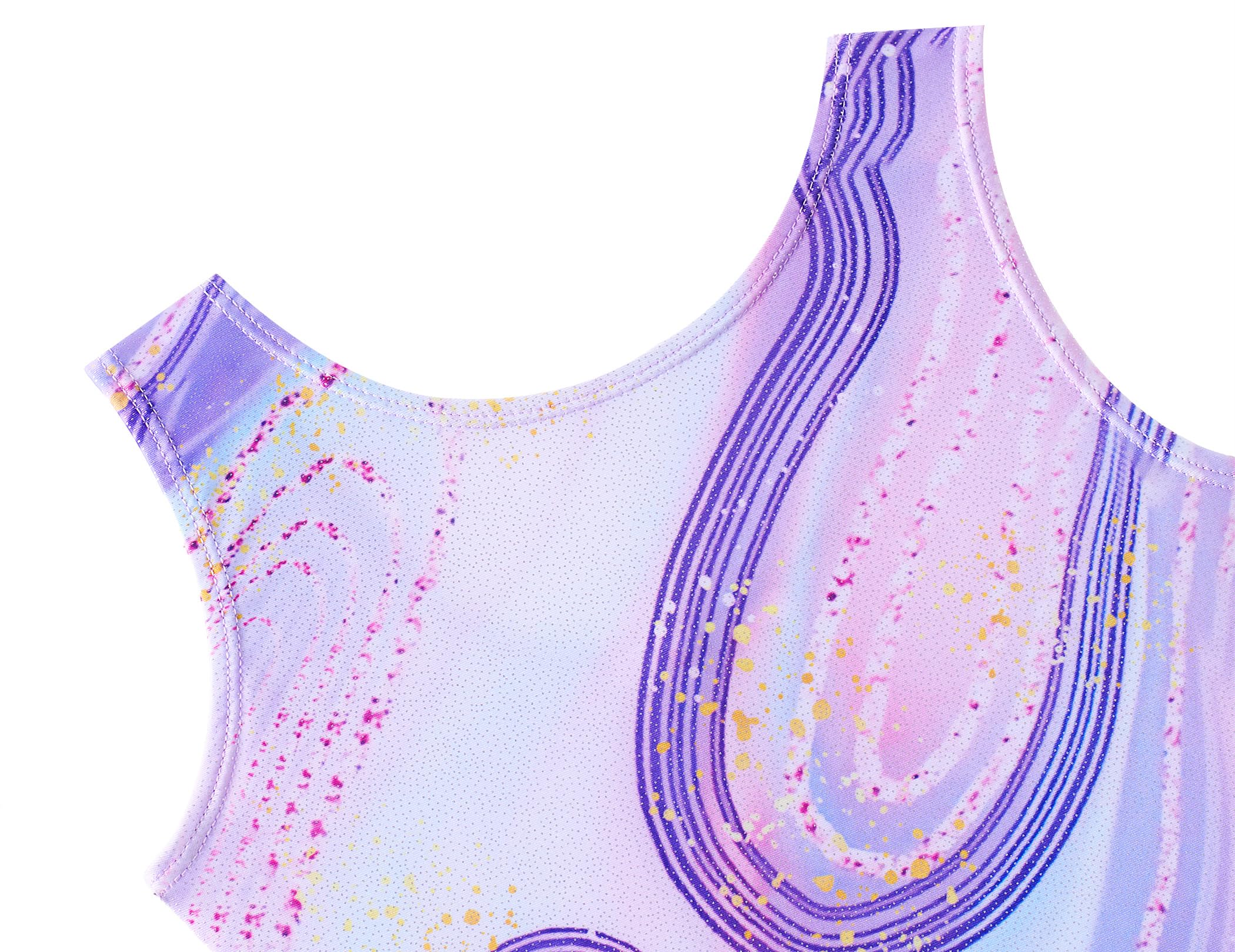 Arshiner Body Ginnastica Bambina Set Danza Ritmica Artistica Tuta Sportiva Senza Maniche Shorts Metallizzati Fascia Capelli Elastico Abbigliamento Fitness Balletto Costume Spettacolo Bambina 3-10 Anni