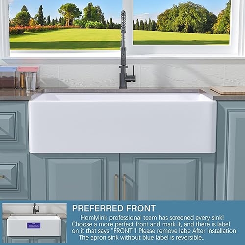 Miniatura 8 de Fregadero de granja blanco extragrande de 36 x 20 pulgadas, tamaño mínimo del gabinete 24 pulgadas de profundidad x 39 pulgadas de ancho, delantal