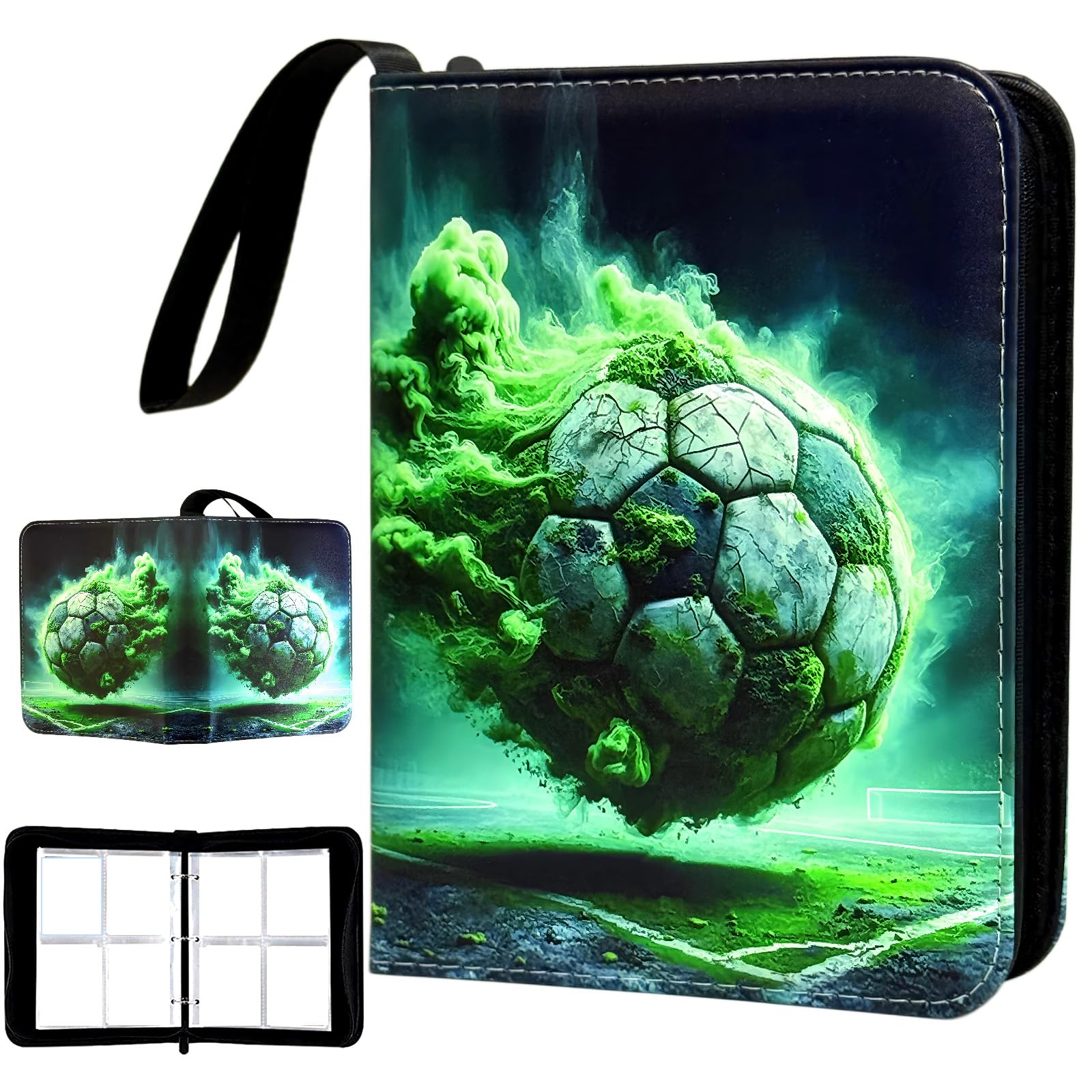 Nymora Trading Card Binder, Football Card Binder Folder with Removable Card Sleeves & Zipper for Football Cards, Sports Game Cards Storage Album, 50 Pages/400 Cards