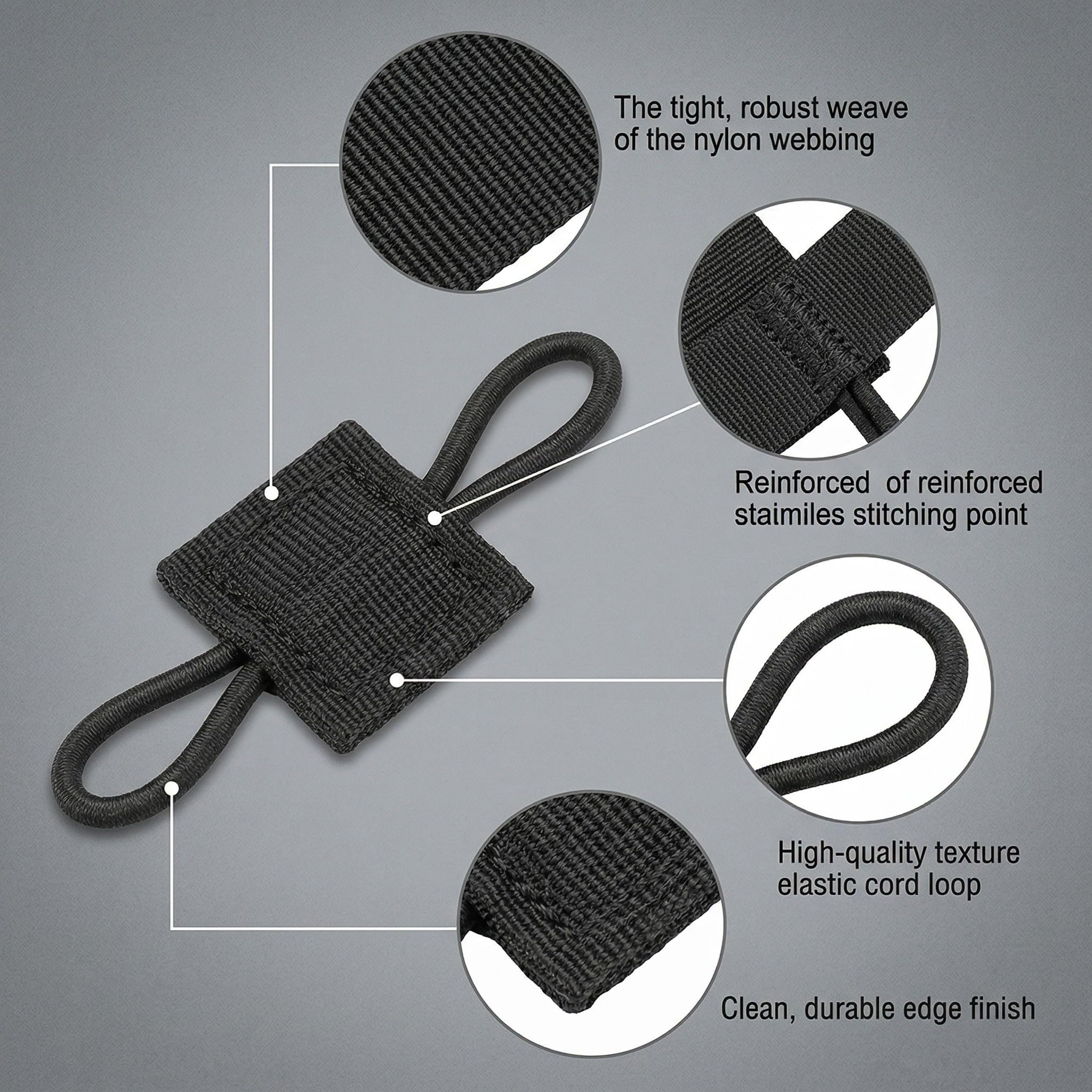 Lot de 12 Attaches Molle Tactiques, Boucle Élastique de Fixation pour Sac à Dos et Gilet de Randonnée, Accessoire Système de Gestion de Sangles pour Extérieur (6 Noir & 6 Vert Armée)