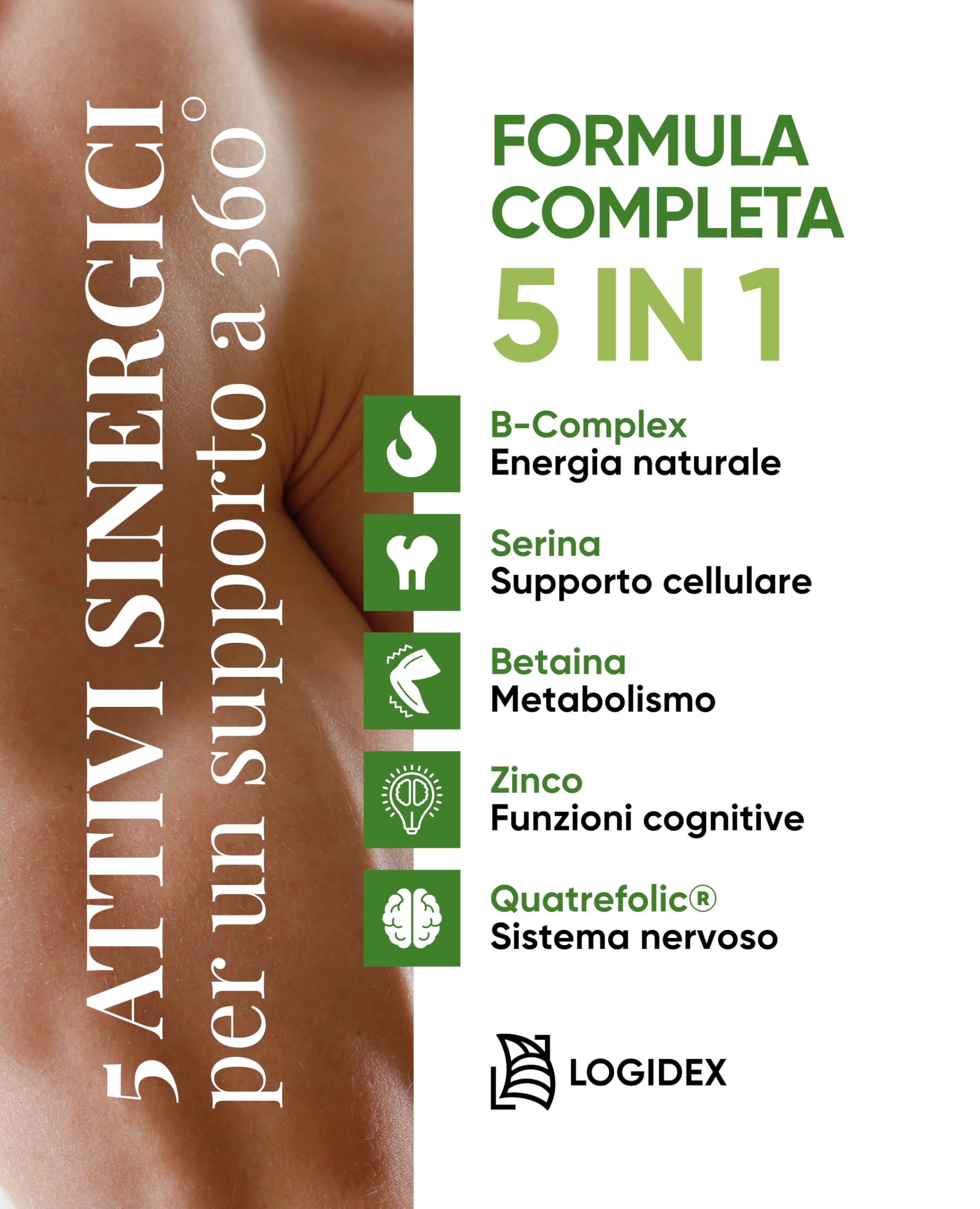 Betafolic Plus - Integratore Energia Fisica e Mentale Vitamina B12, B6 e B2 per Stanchezza e Sistema Nervoso con B-Complex e Acido Folico – 30 Compresse – Made in Italy Logidex