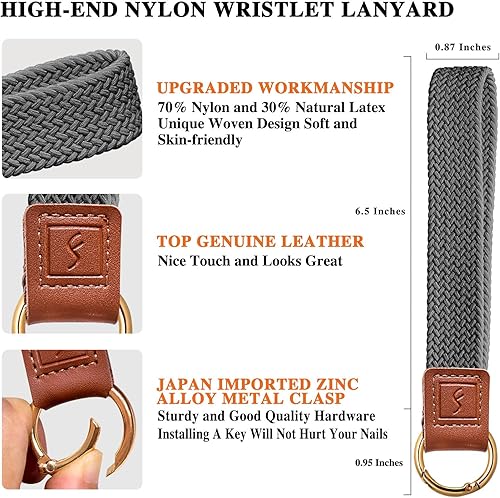 Miniatura 4 de Fishent Llavero elástico, bonito llavero de pulsera, cordón de muñeca tejido para llaves, llaveros para mujeres y hombres, llaves de automóvil,