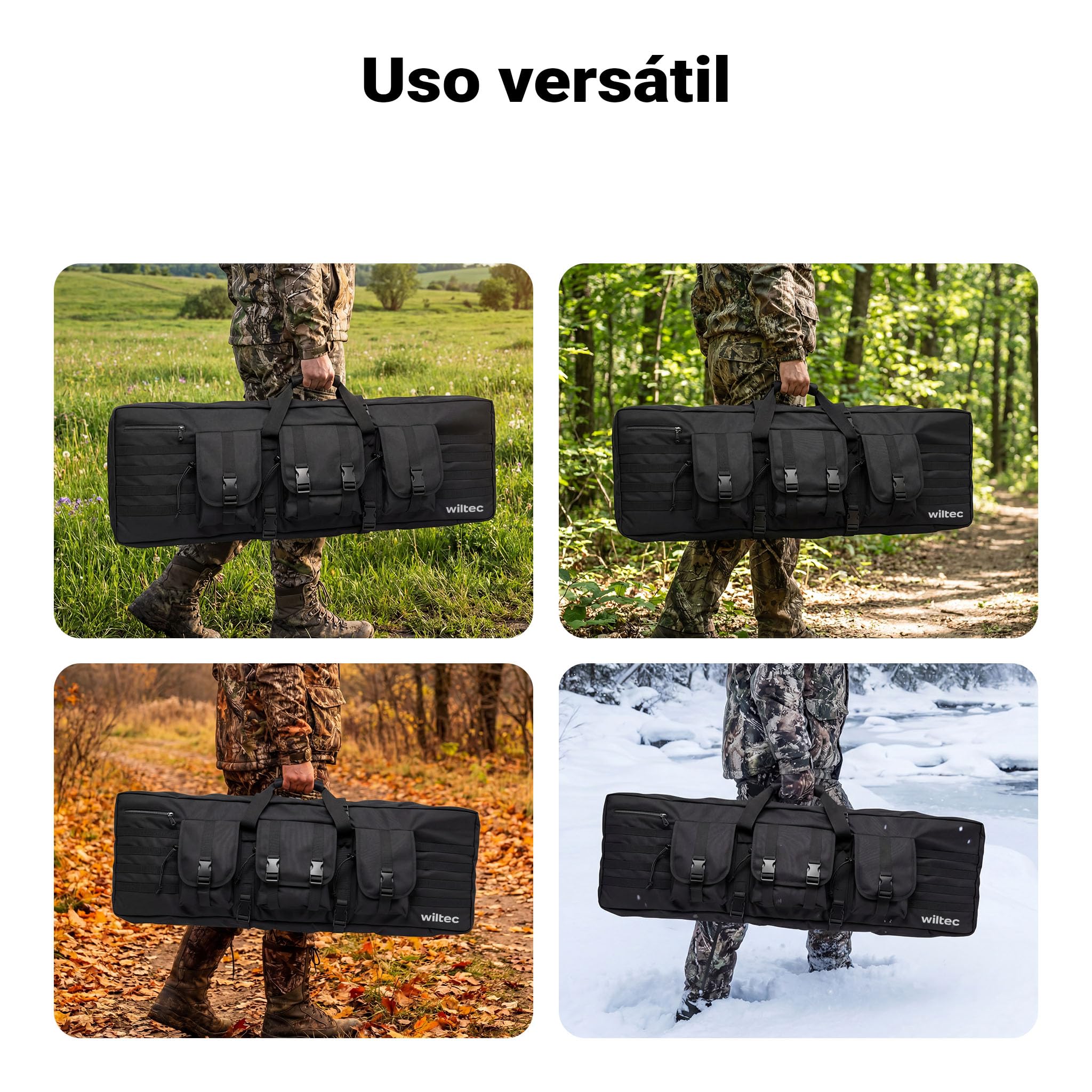 WilTec Funda para Rifle Tipo 2 Repelente al Agua, Acolchada, con Cremallera y Fabricada con Material Exterior Resistente