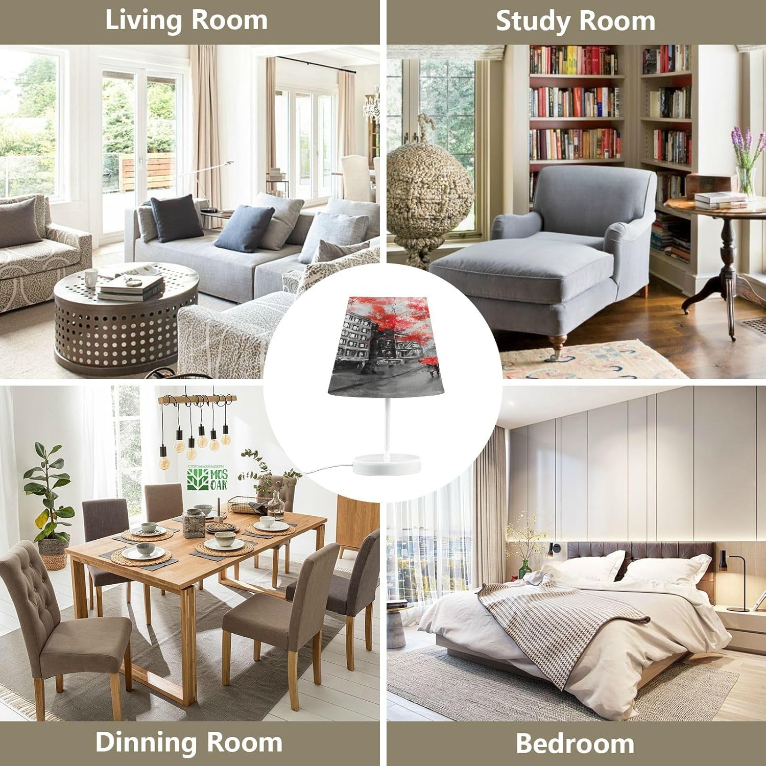 ALAZA France Paris Eiffel Tower Dimmable Table Lamp for Bedroom Desk lamp Bedside Night Lamp with USB Port,Large Lamps with Fabric Shade for Home Office Restaurant