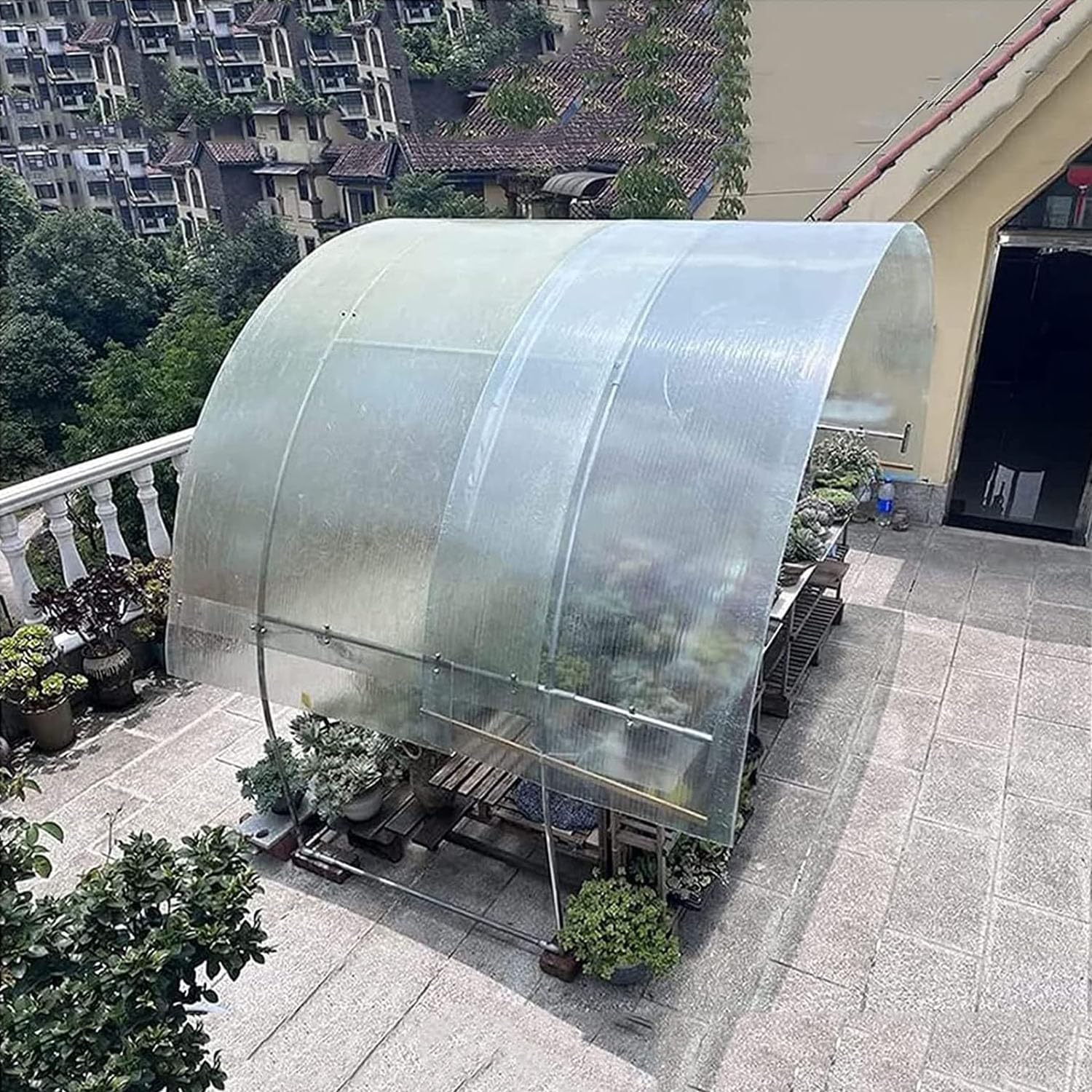 Placas de Policarbonato para Tejado Láminas de Plástico Planchas Aislamiento Térmico Impermeable,Paneles de Repuesto para Invernadero,Cobertizo,Jardín Toldo,Fácil de Cortar (0,75m x 7m)