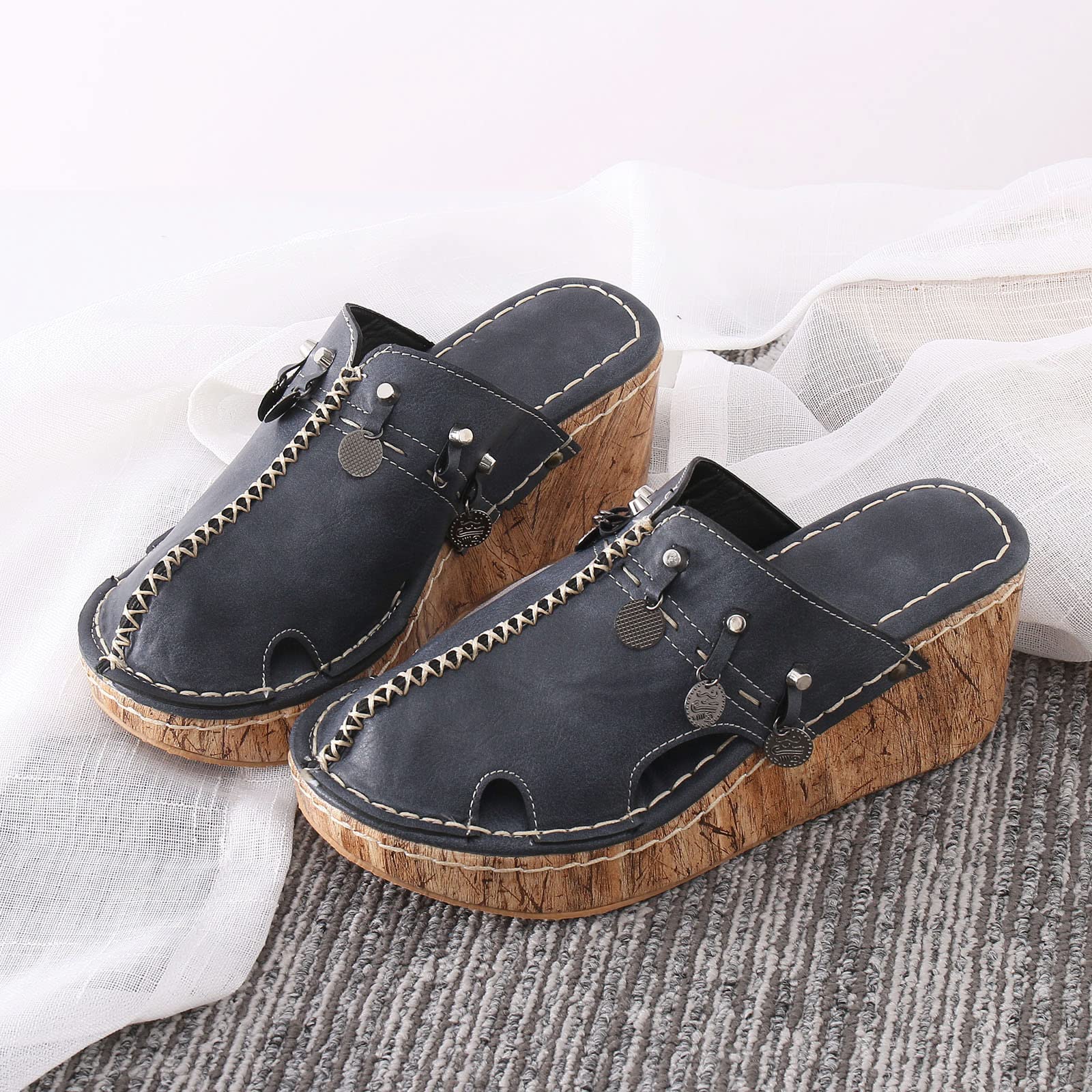 Ciabatte Donna Estate Zeppe Traspirante On Punta Sandali Pantofole Comode Scarpe Da Spiaggia In Blue Ciabatta Elegante Estive Eleganti Plastica 35 Ortopediche Con Plateau Sneakers Estiva