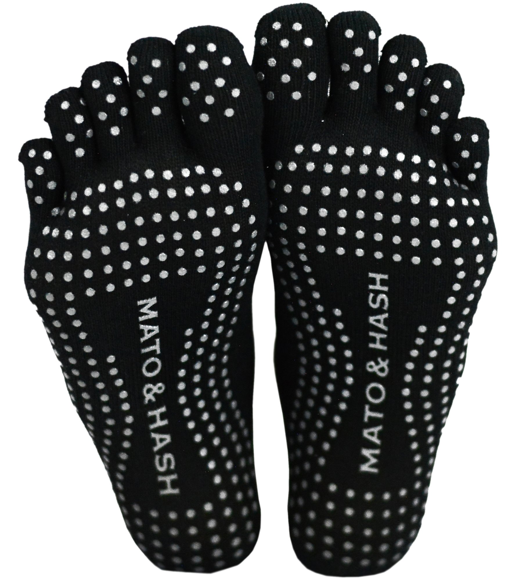 Mato &amp; Hash 5-Toe Exercise Barefoot Feel Yoga Socks With Full Grip