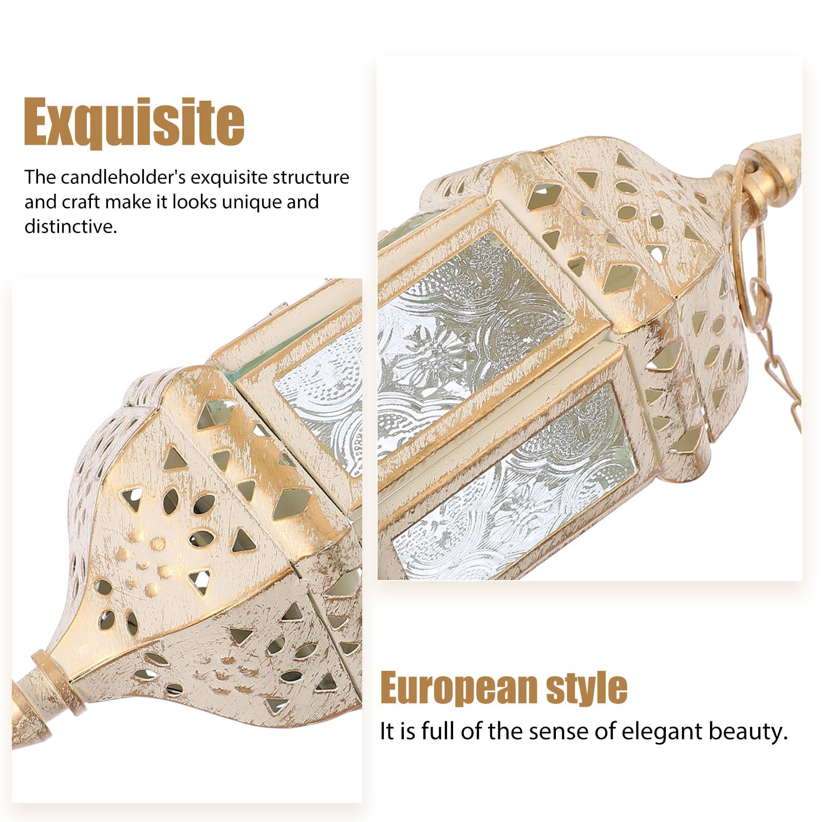 Portavelas Diseño Clásico y Moderno de Hierro y Vidrio Blanco Colgante Estilo Europeo Elegante para Decoración de Balcones y Cenas