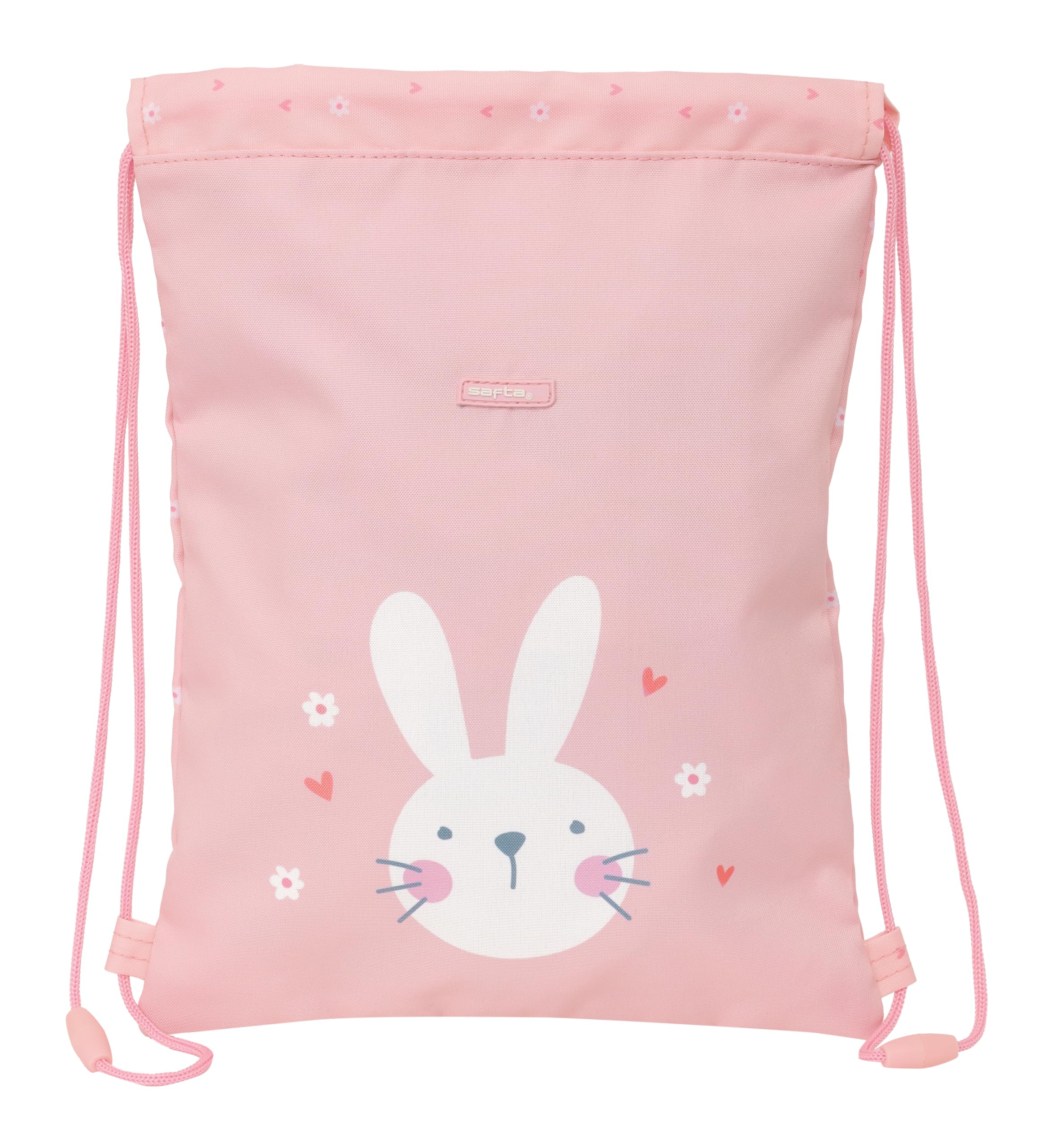 Safta Pre-School Bunny – Junior Flat Bag Backpack, Easy Cleaning, Backpack, Ideal for Children of Different Ages, Comfortable and Versatile, Quality and Resistance, 26 x 1 x 34 cm, Pink, pink,