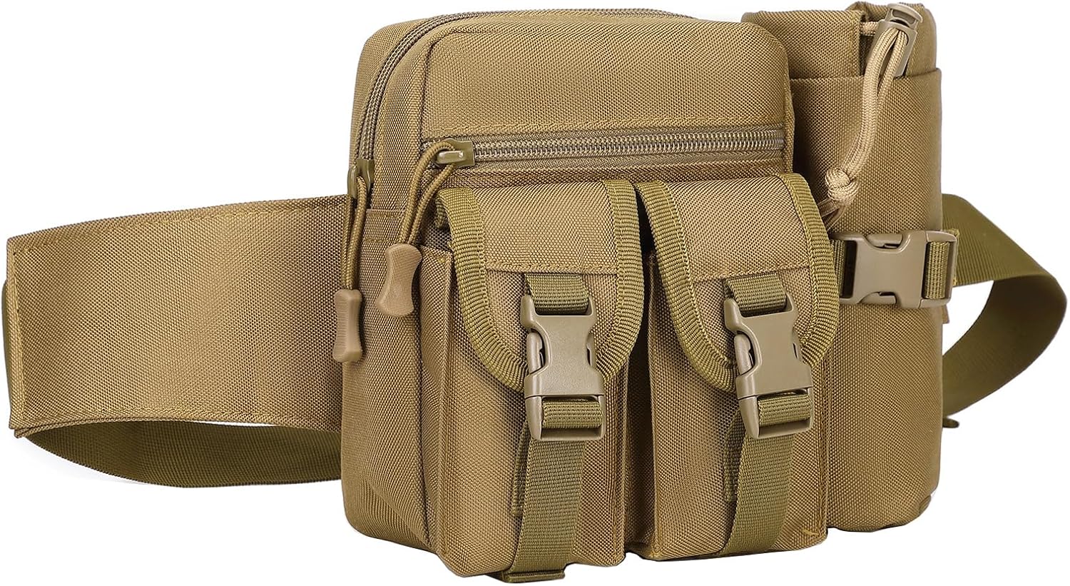 ArcEnCiel Tactical Fanny Pack with Water Bottle Holder - Waist Bag Military Bum Bag for Men & Women, Outdoor Hiking, Fishing, Camping (Coyote Brown)