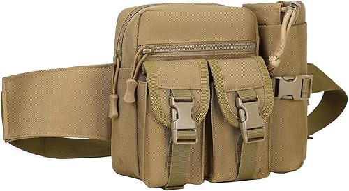 ArcEnCiel - Mochila táctica para la cintura con cinturón militar para pesca al aire libre con soporte para botella de agua
