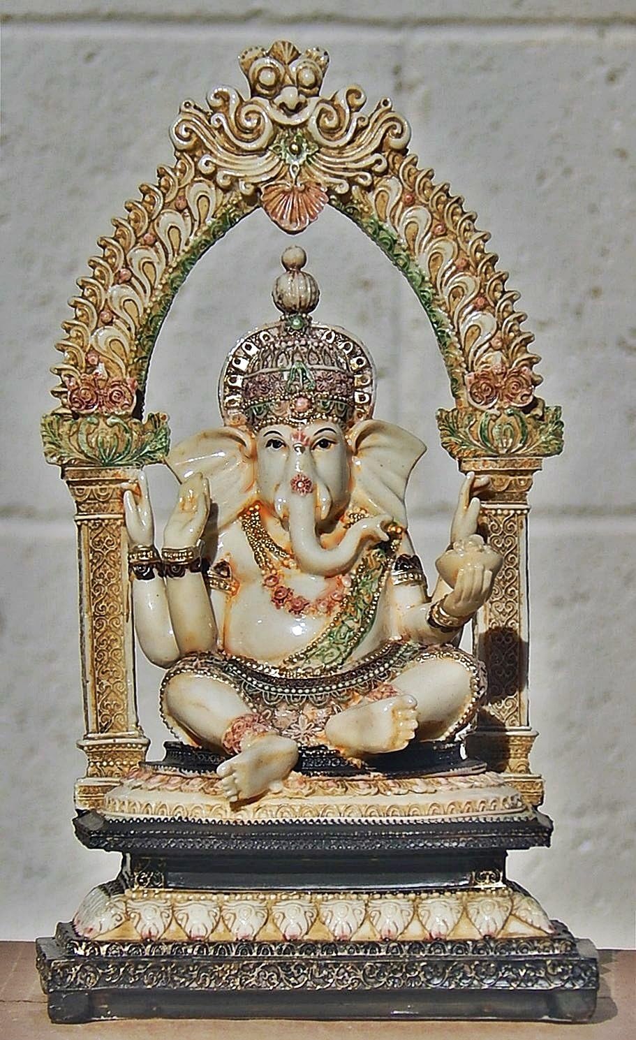Bellaa 12121 Ganesha Beautiful Statues Hindu Good Luck God Arched Sculptures 11"