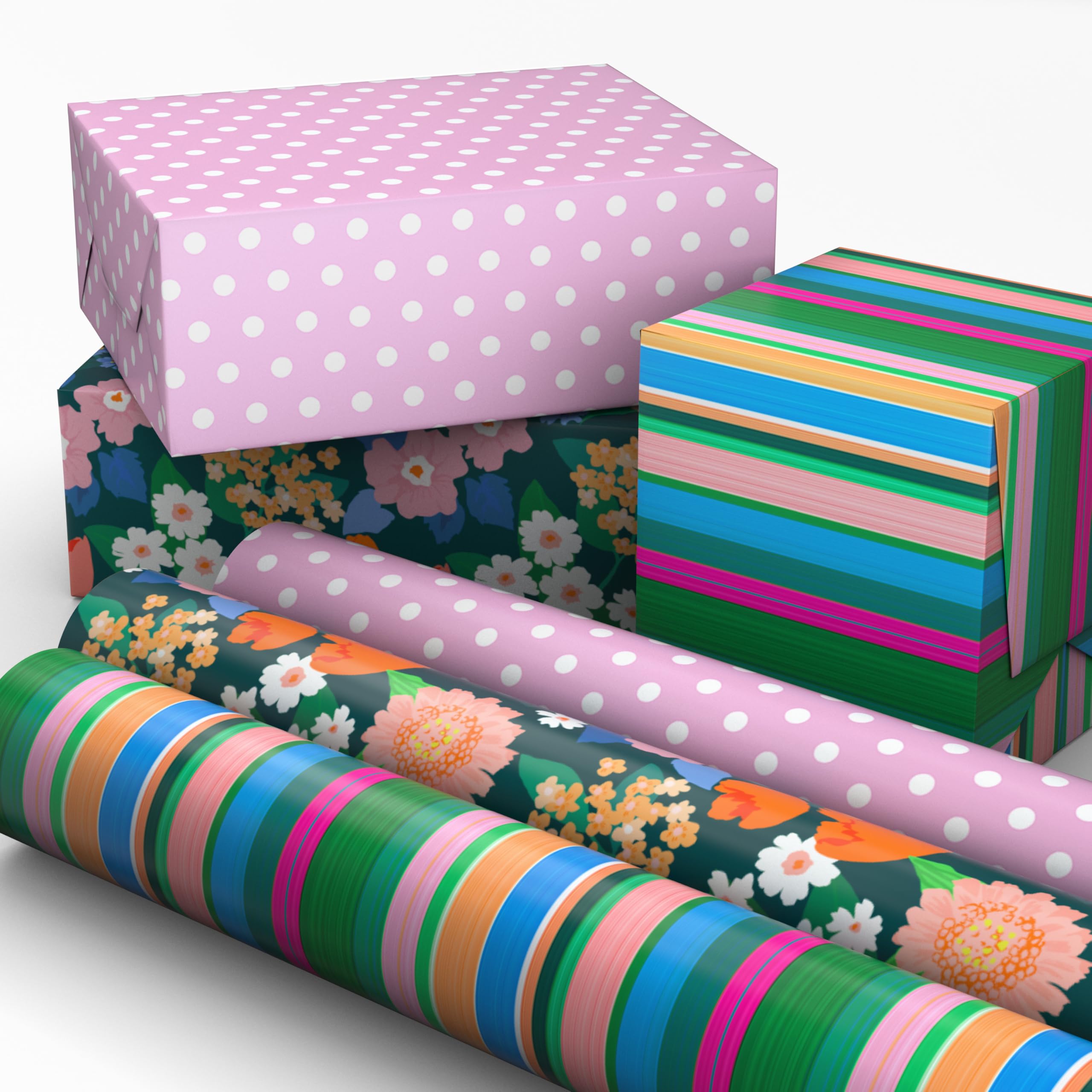 Hallmark 3 Mini Rolls of Wrapping Paper, 17.5" Wide, 45 Square Feet