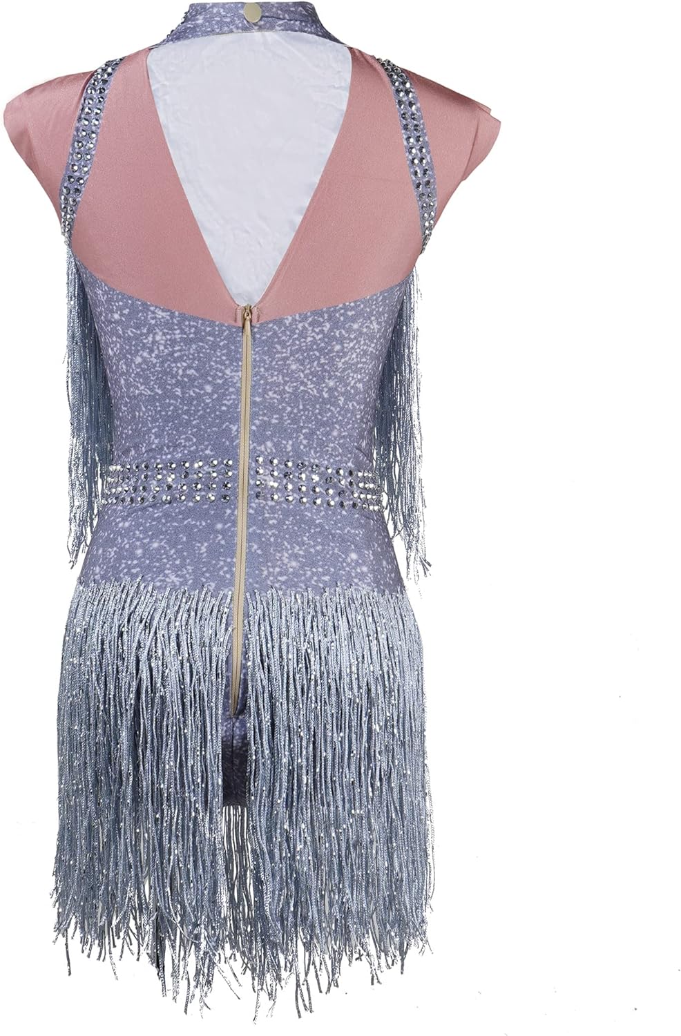 Sparkly Silver Rhinestone Bodysuit Women Drag Queen Outfit Fringe Stretch Latin Jazz Salsa Dance Costume