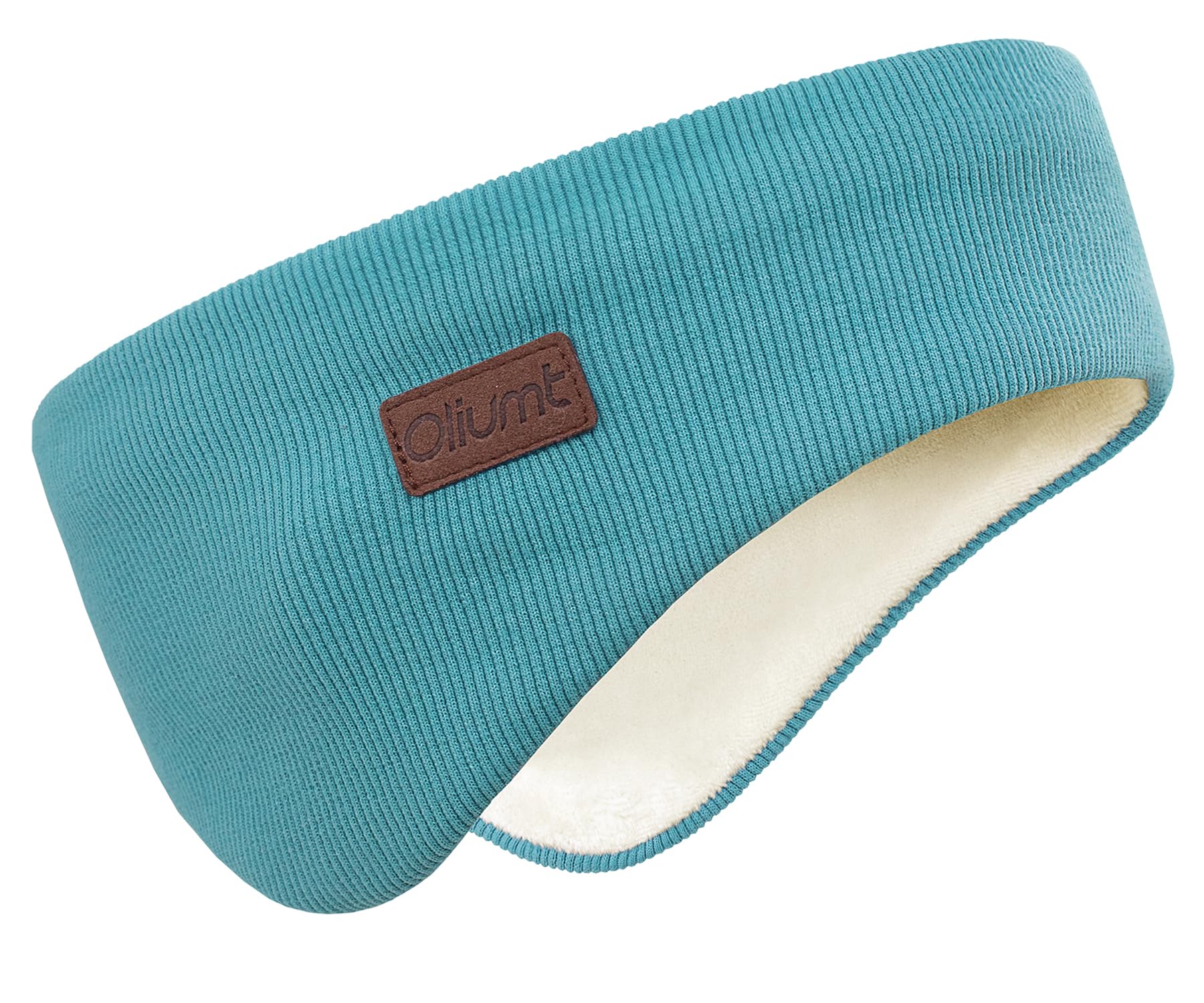 Oliumt Winter Ear Warmer Headband for Men Women Double-Layer Knit Ear Muffs Cover with Fuzzy Lining for Running and Cycling (Blue, One Size)