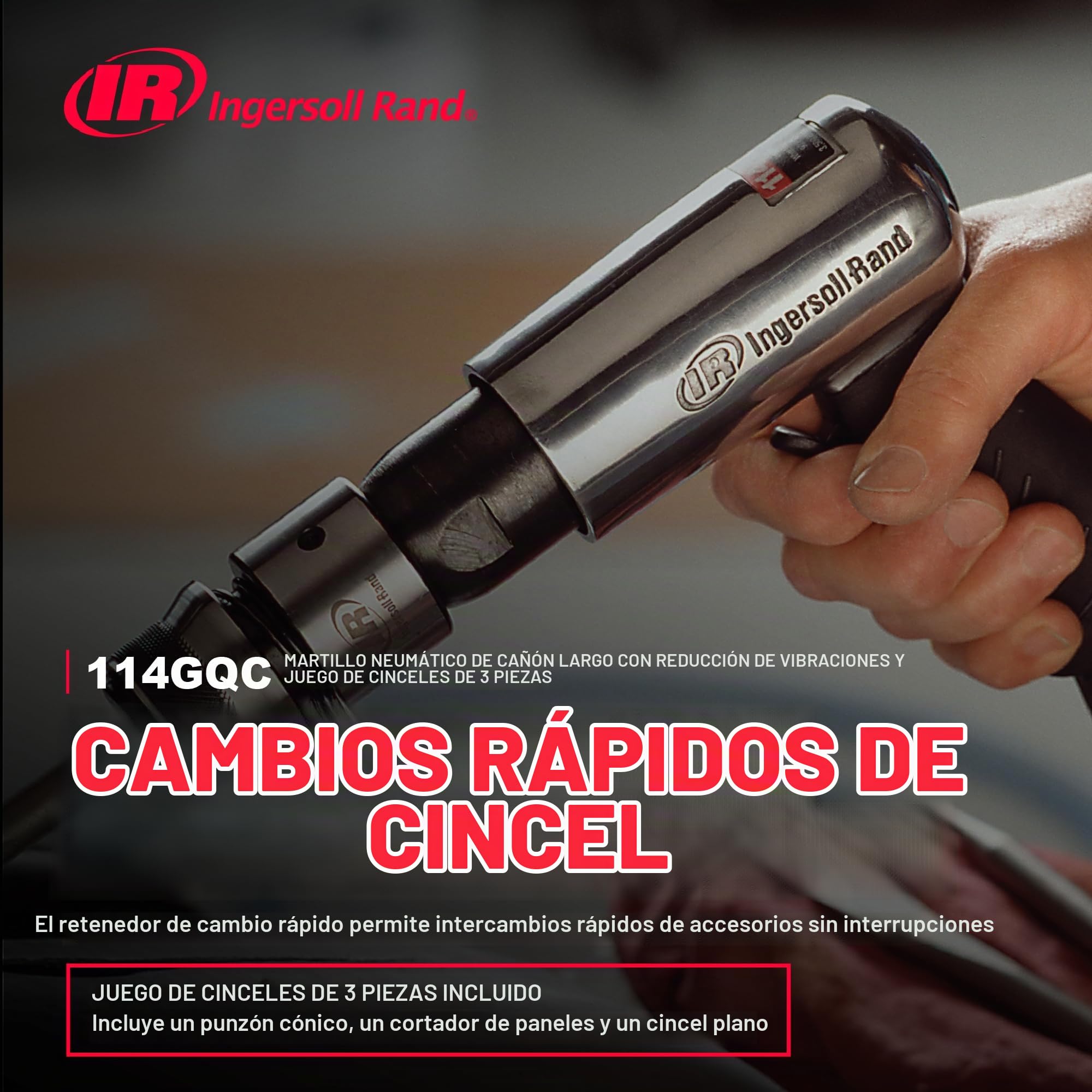 Ingersoll-Rand 114 gqc martillo de aire con cambio rápido y cincel Set
