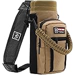 NATURE PIONEOR Water Bottle Holder with Adjustable Strap - 25/32/40oz Insulated Water Bottle Carrier Sling Sleeve with Paracord Handle & 2 Storage Pockets, Hiking, Camping, Gym