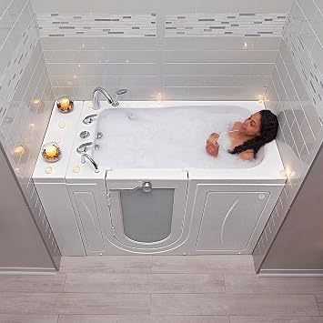 Ella Capri 30"x52" Acrylic Soaking Walk-In-Bathtub, Left Outward Swing Door, Heated Seat, 5 Piece Fast Fill Faucet, 2" Dual Drain