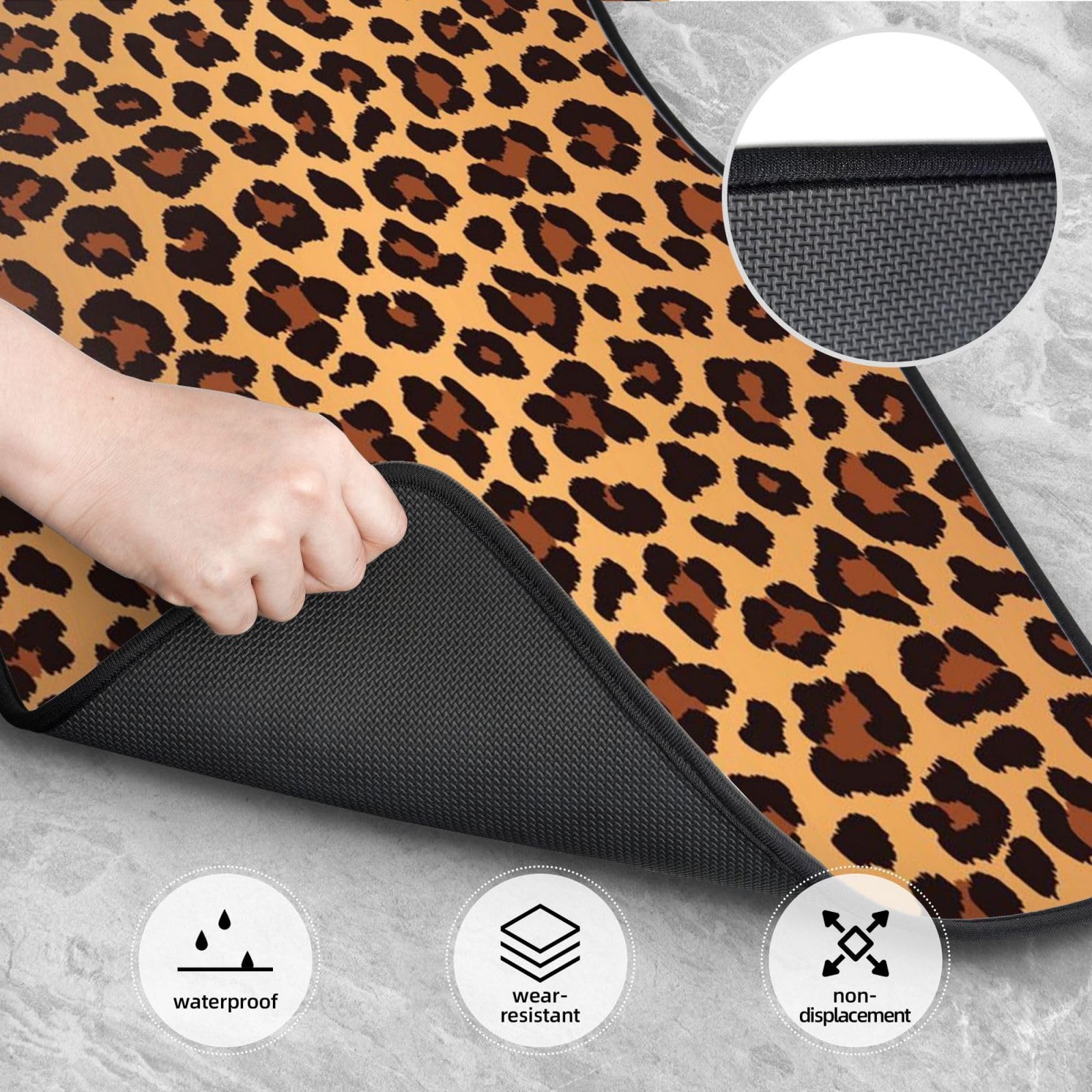 JUZGTSIT Lot De 4 Tapis De Sol De Voiture à Imprimé Léopard - Tapis Décoratif Antidérapant - Accessoires De Voiture - Ajustement Universel Pour Voiture, SUV, Camion, Camionnette, CarMat98