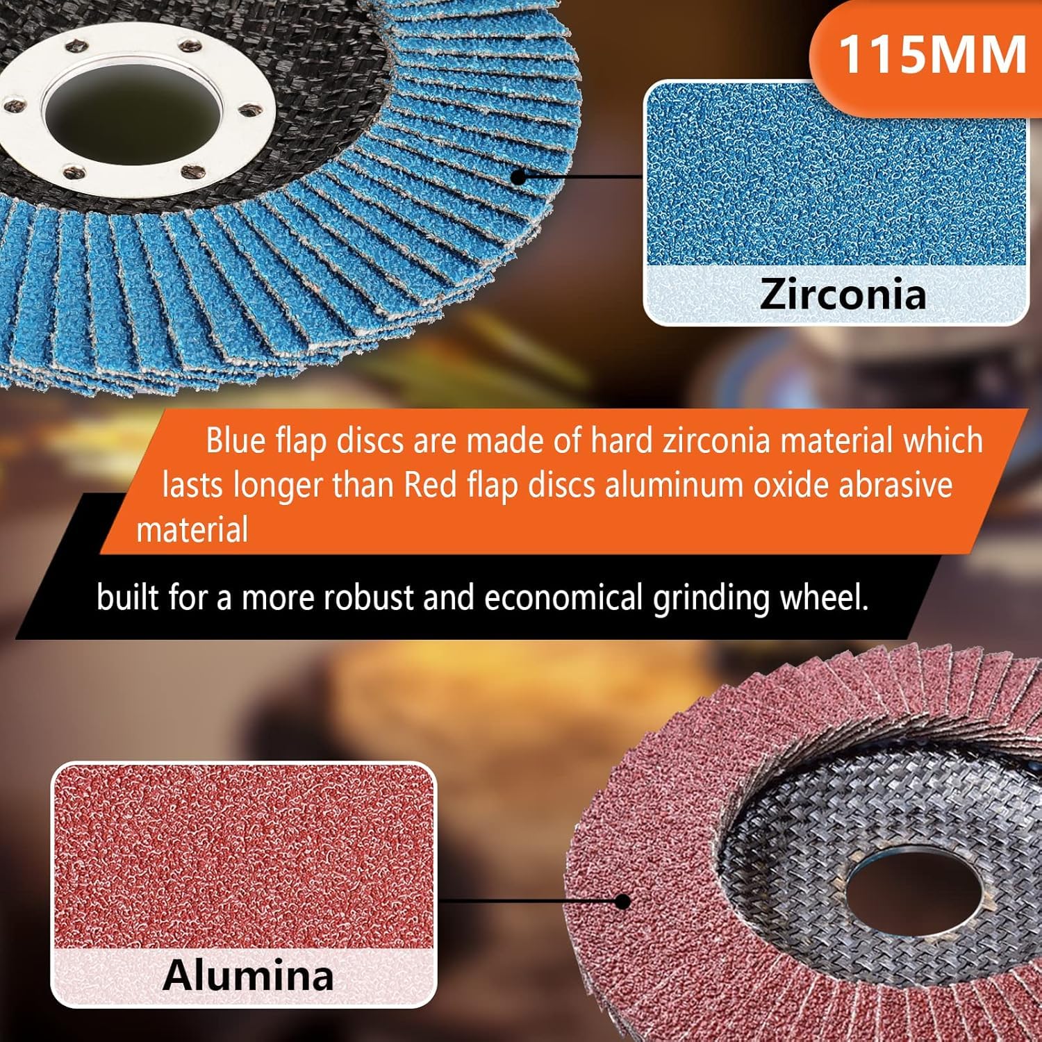 STEBRUAM 12 pezzi dischi lamellari da 115 mm, Disco Abrasivi grana 60, per Smerigliatrice Angolare a Batteria, GWS, BTI, Acciaio Inossidabile Metallo e Legno