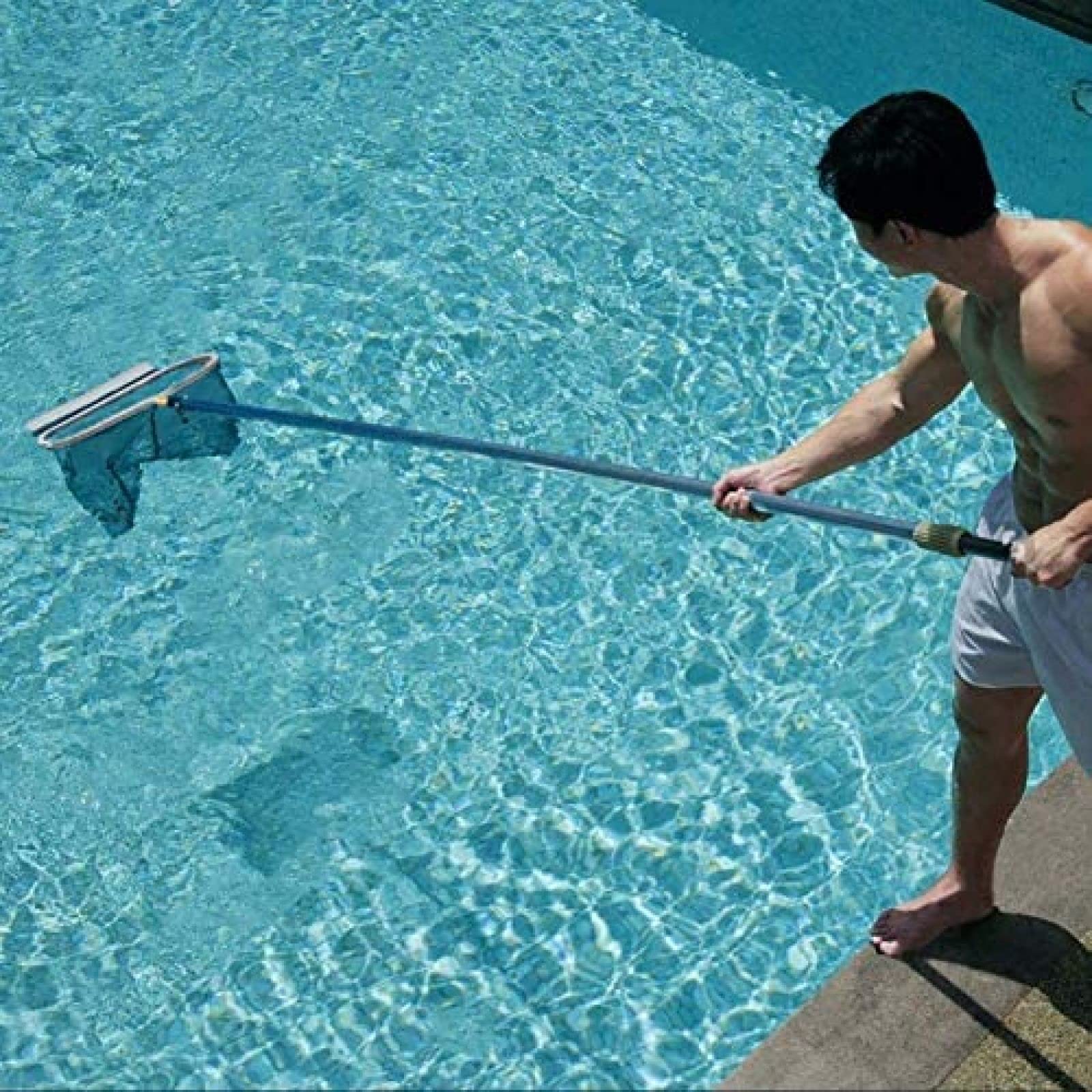 Red para Piscina, Skimmer para Piscina con Estructura metálica Resistente, Red de Limpieza para Piscina con Bolsa Profunda, para Limpiar Hojas y escombros de la Piscina,Black