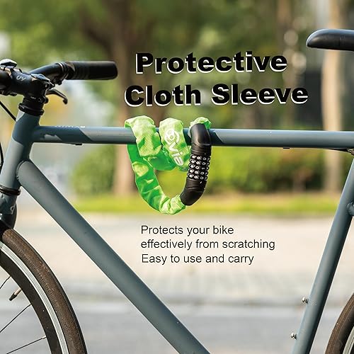 Miniatura 6 de Via Velo Candado de cadena para bicicleta, combinación reiniciable de 5 dígitos, cerradura antirrobo de bicicleta resistente, cerraduras de