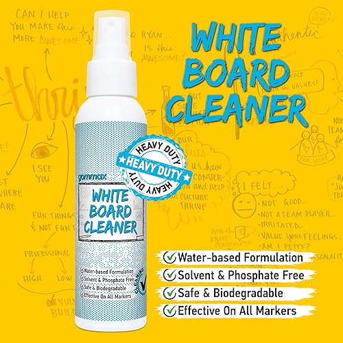 Miniatura 4 de Spray limpiador de pizarra de borrado en seco con paño de microfibra, líquido de limpieza de pizarra blanca de 4 onzas líquidas para sombrear y