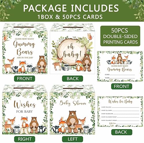 Miniatura 9 de Woodland Guess How Many Animal Crackers - Juego de adivinanzas, caja de juego de adivinanzas para baby shower de bosque y oraciones para tarjetas de